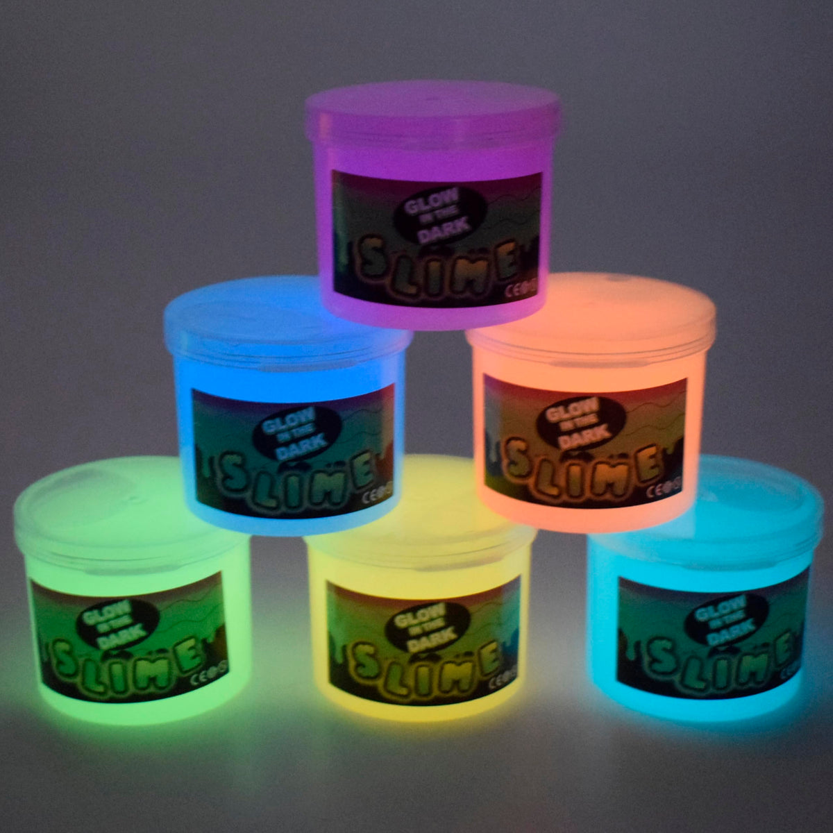 Afofall Glow in the Dark Slime Kit 6 Pack — Neon Colors, Non-Sticky, 60ml Jars