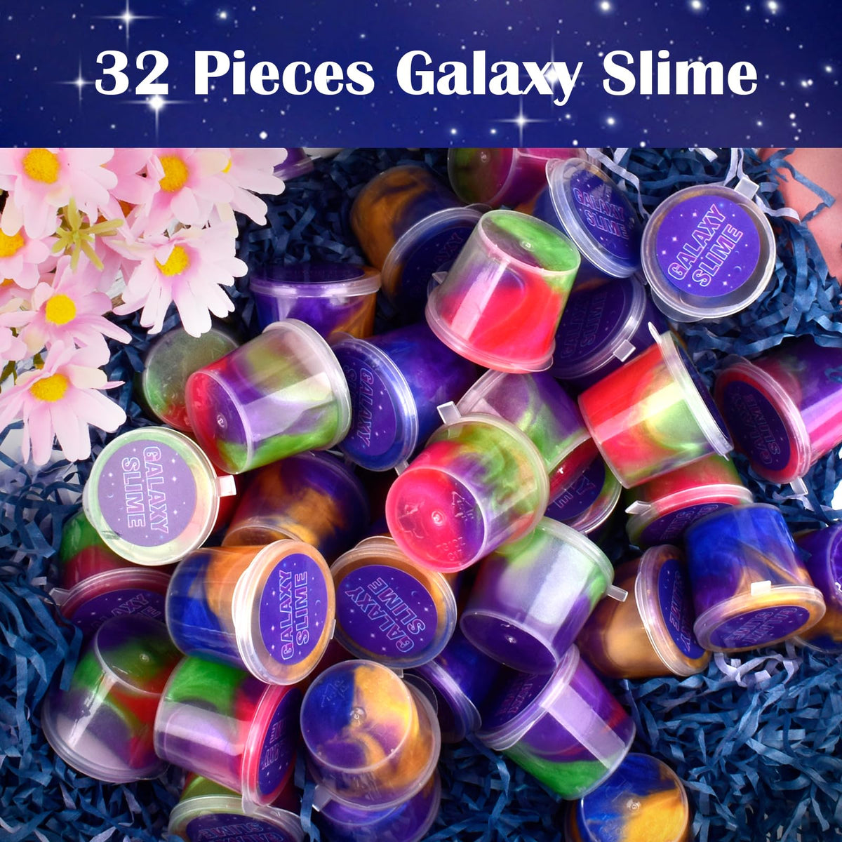 Afofall 32 Pack Galaxy Slime Kit – Mess-Free, Non-Sticky Slime for Parties, Gifts & Fun