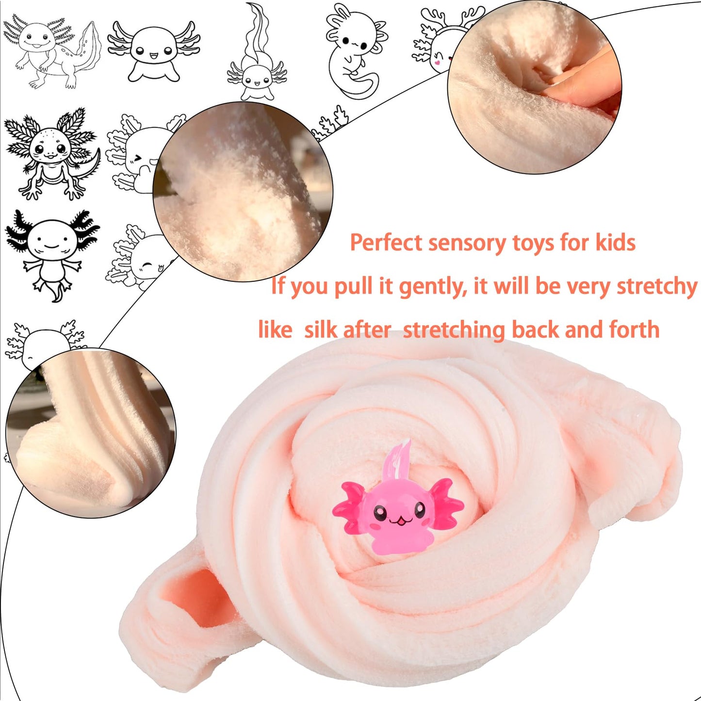 Afofall Axolotl Cloud Slime – Premium 8 oz Pre-Made Scented Slime with Resin Charm