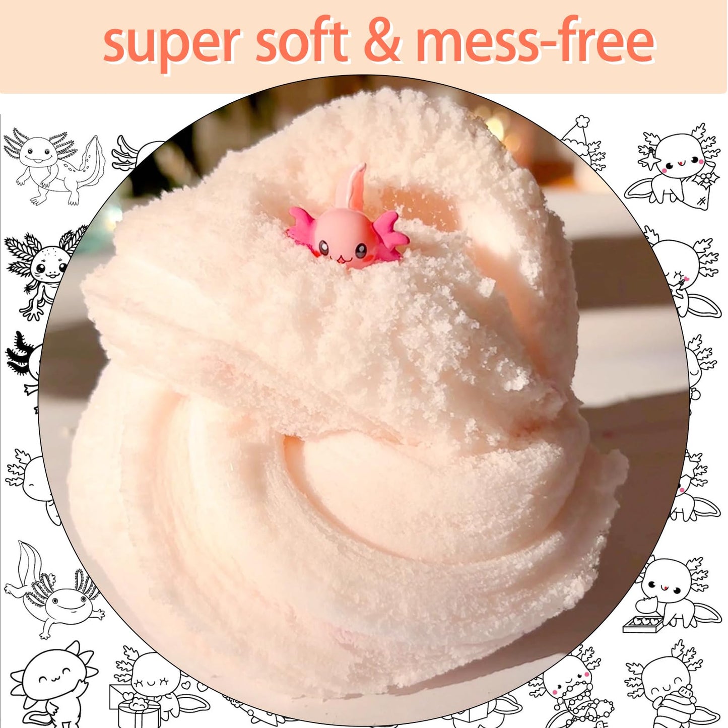 Afofall Axolotl Cloud Slime – Premium 8 oz Pre-Made Scented Slime with Resin Charm