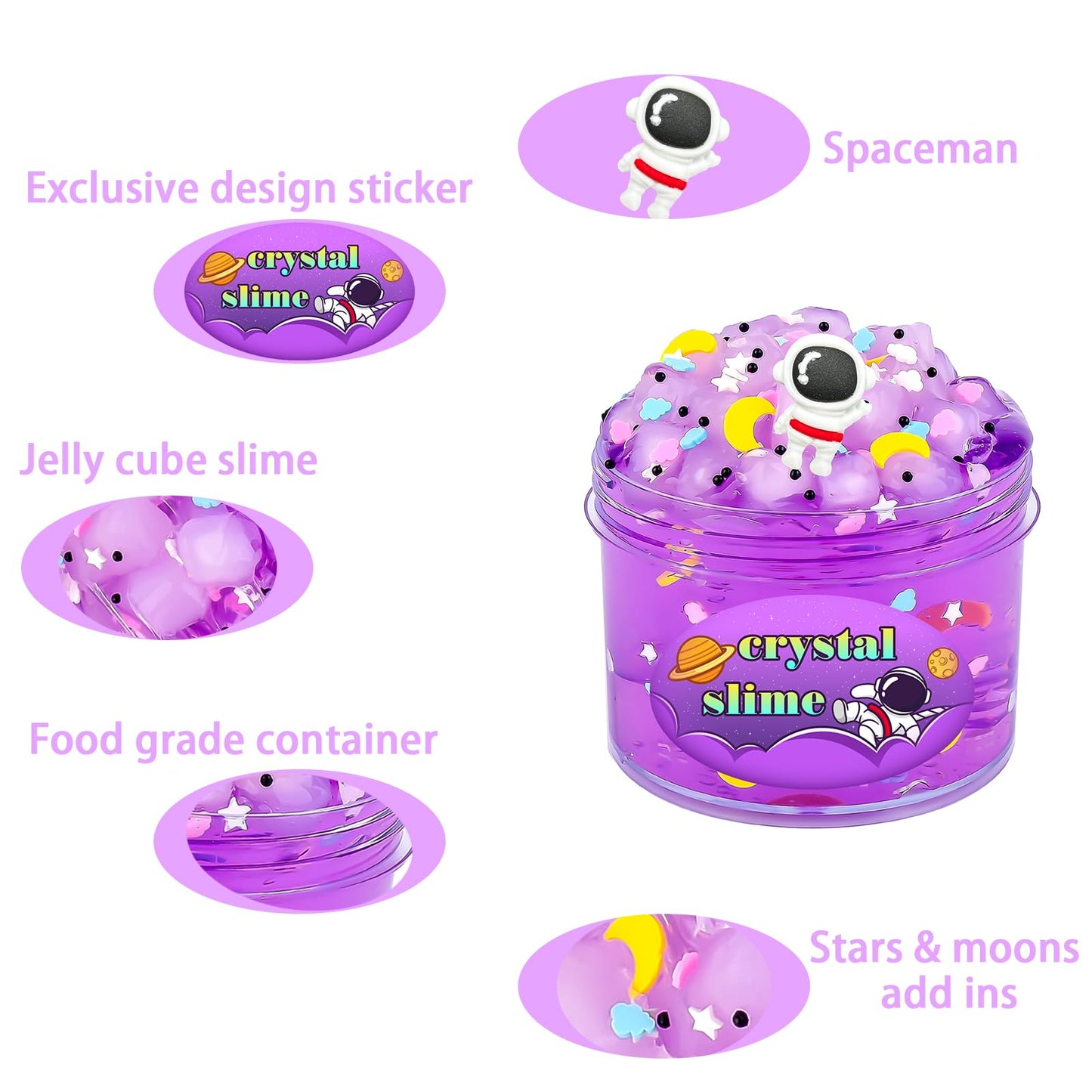 Afofall Prefilled Crystal Slime Pack – Mess-Free Purple Slime Toy for Kids | Easter Baskets & Party Favors