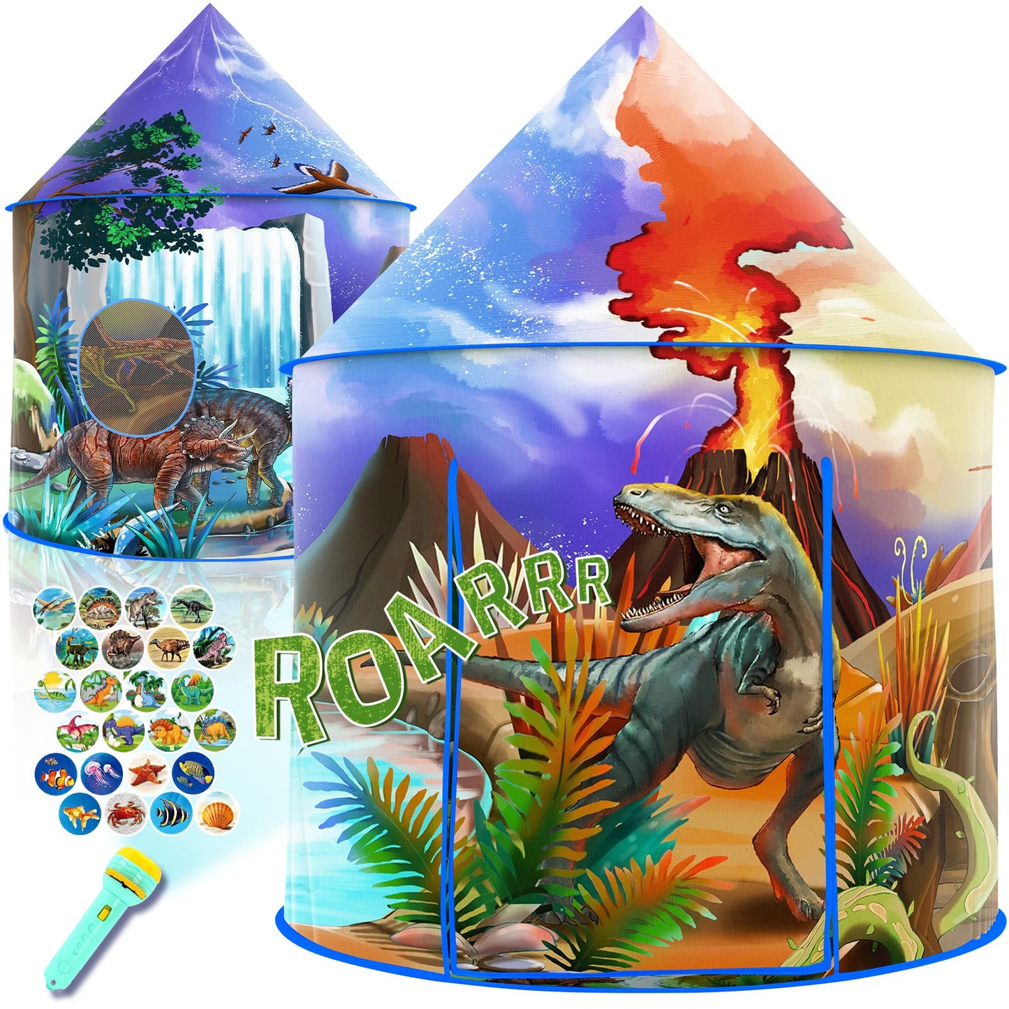 Afomida Dinosaur Play Tent for Kids | Large Pop Up Indoor/Outdoor Adventure