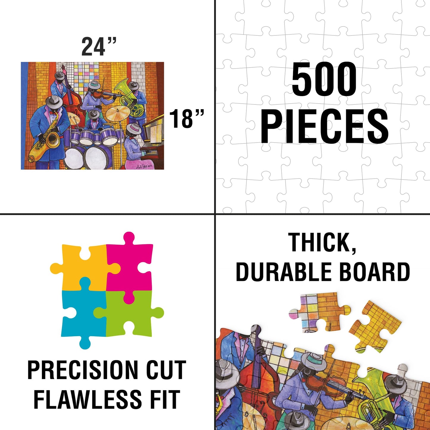 African American Expressions 500-Piece Jazz Puzzle for Adults | Celebrating Black Jazz Culture