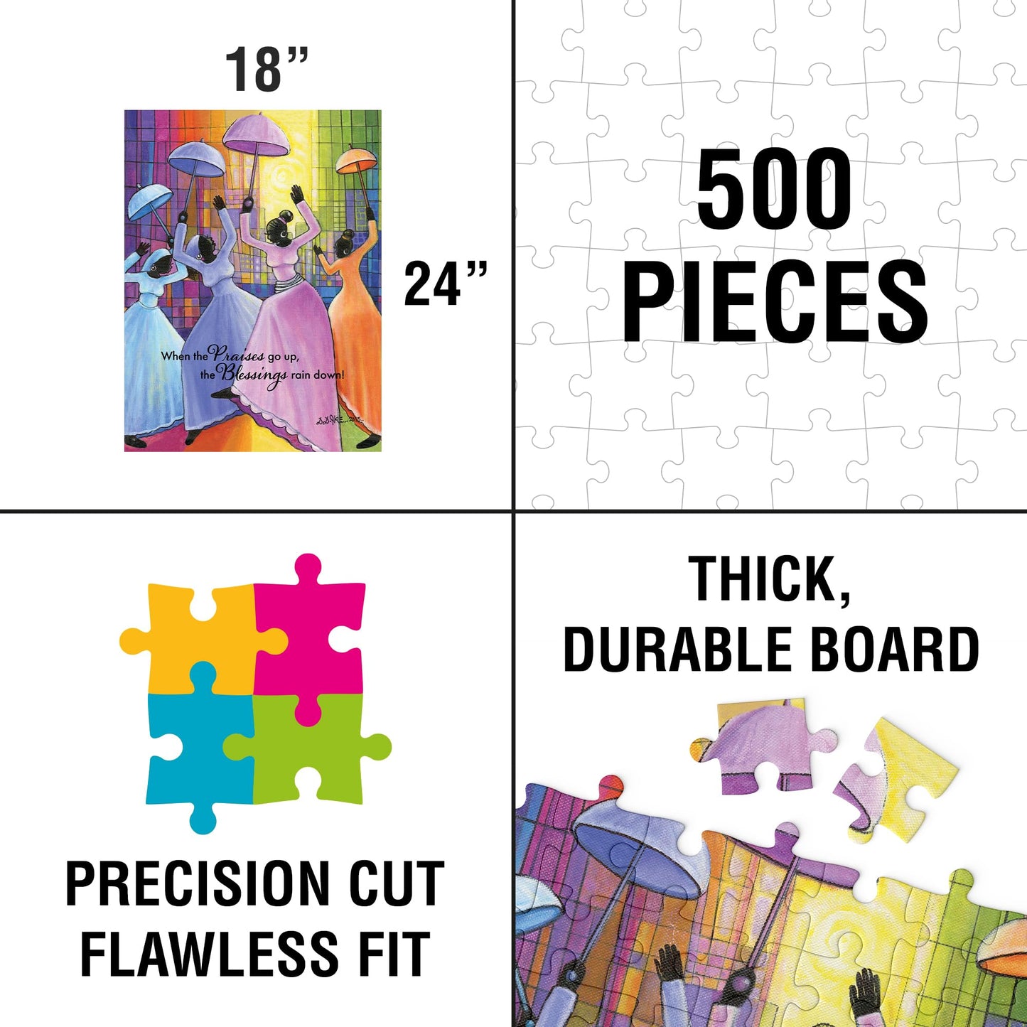 African American Expressions Praises Go Up Puzzle – 500-Piece Inspirational Jigsaw for Adults