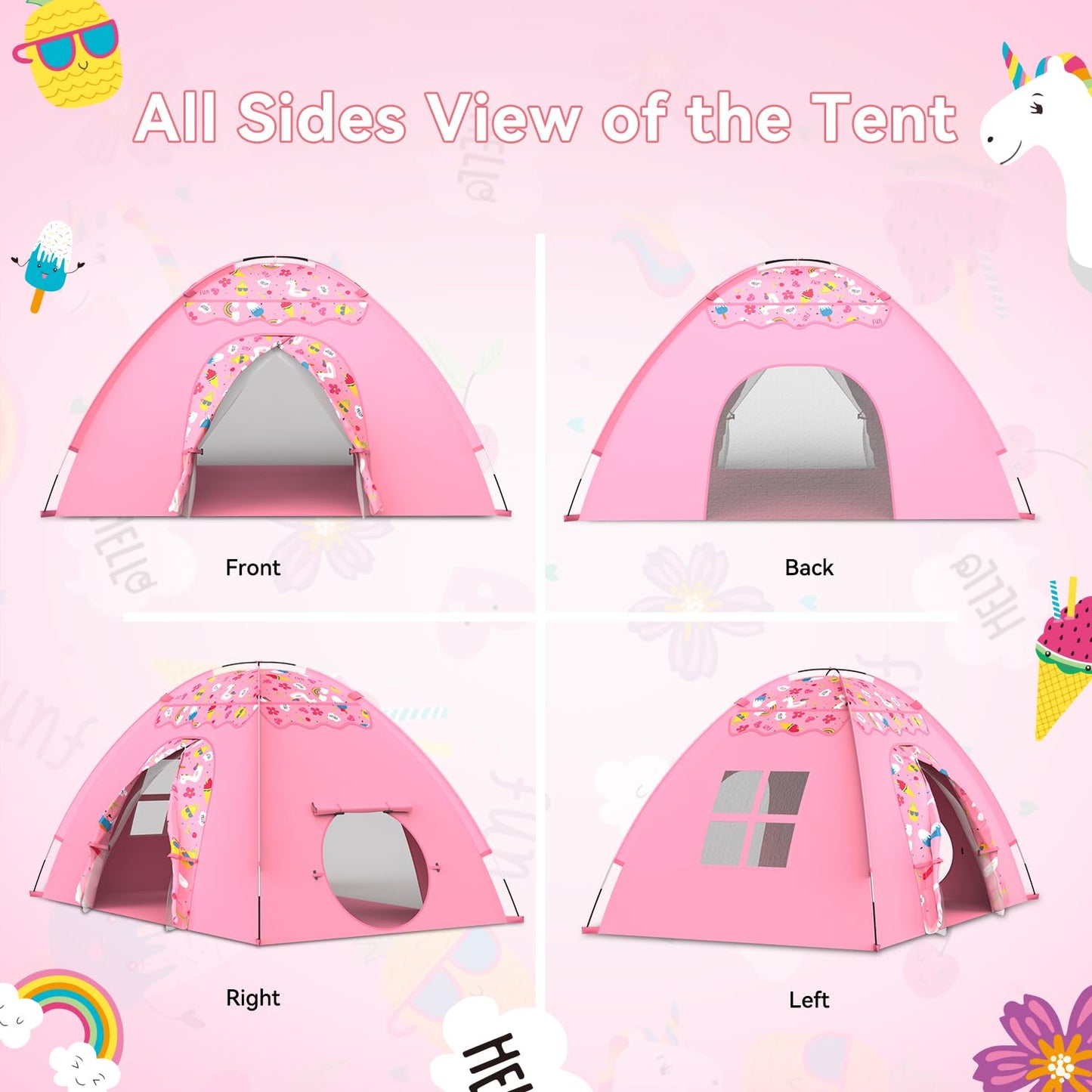 AFUNX Kids Play Tent – Extra Large Unicorn Playhouse (70 x 45 x 43 in) Pink