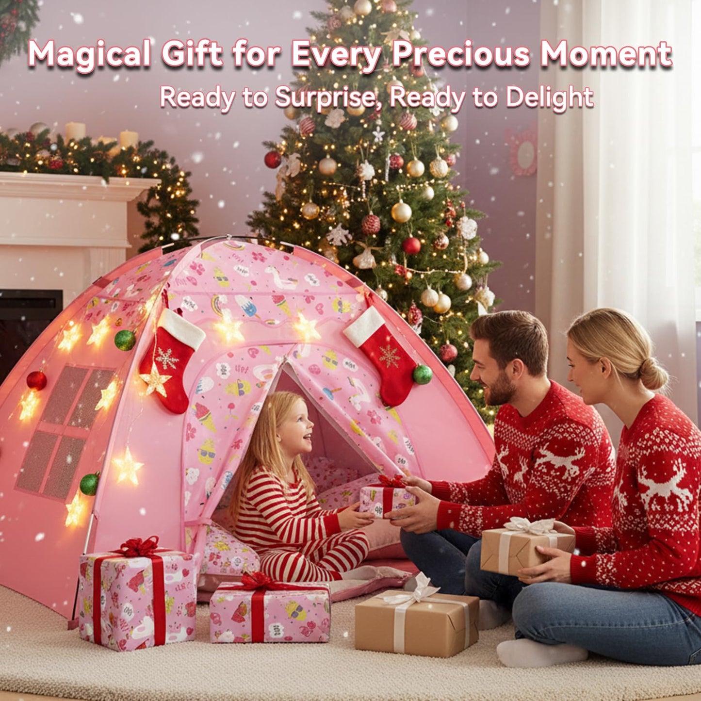 AFUNX Kids Play Tent – Extra Large Unicorn Playhouse (70 x 45 x 43 in) Pink