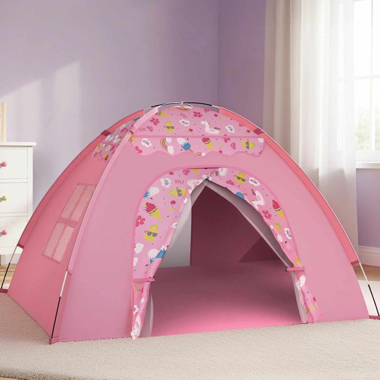 AFUNX Kids Play Tent – Extra Large Unicorn Playhouse (70 x 45 x 43 in) Pink