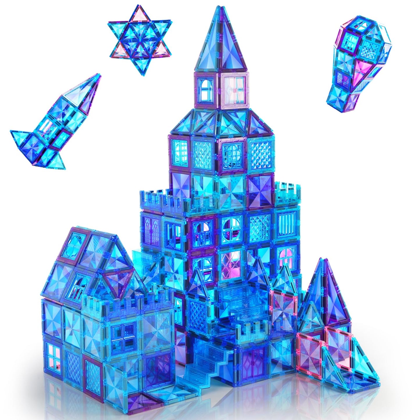 AFUNX Magnetic Tiles 116PCS – 3D Diamond Magnetic Blocks for Creative STEM Play