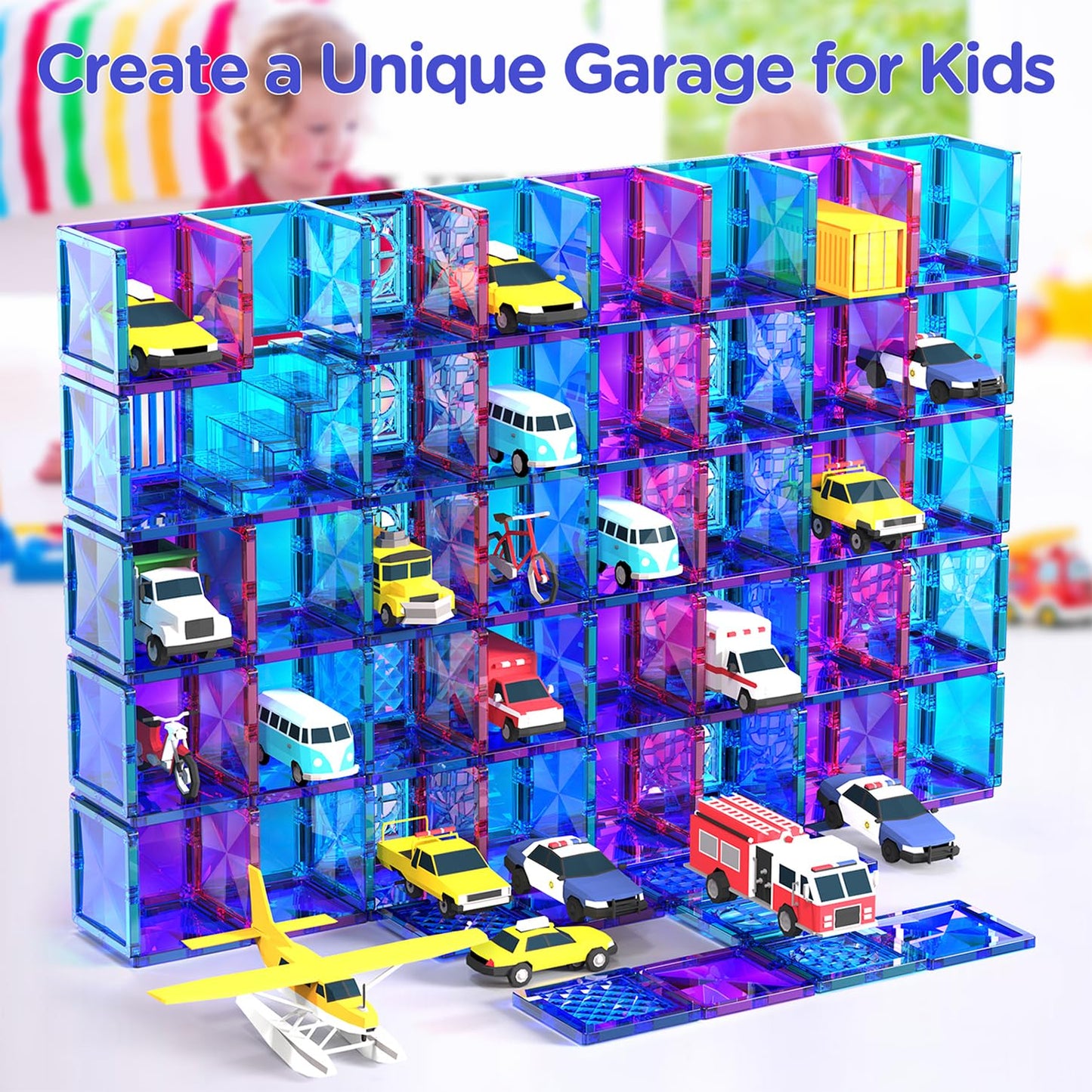 AFUNX Magnetic Tiles 116PCS – 3D Diamond Magnetic Blocks for Creative STEM Play