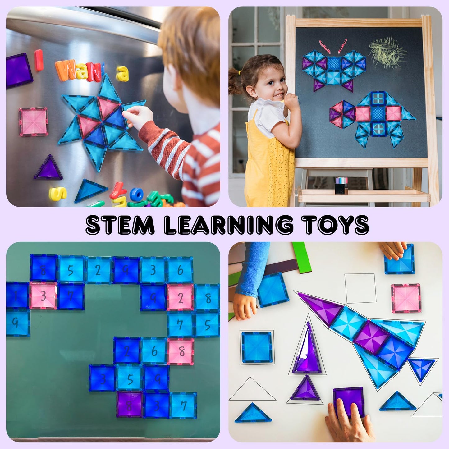 AFUNX Magnetic Tiles 116PCS – 3D Diamond Magnetic Blocks for Creative STEM Play