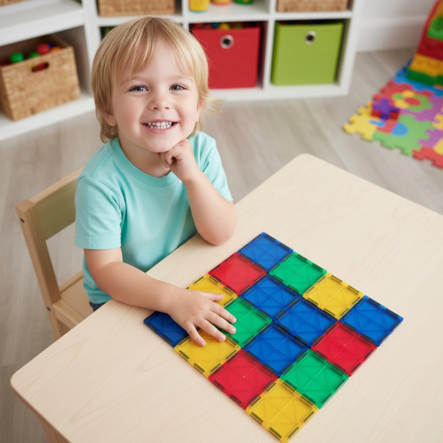 AFUNX Magnetic Tiles 102PCS – Creative 3D Building Blocks with 2 Cars
