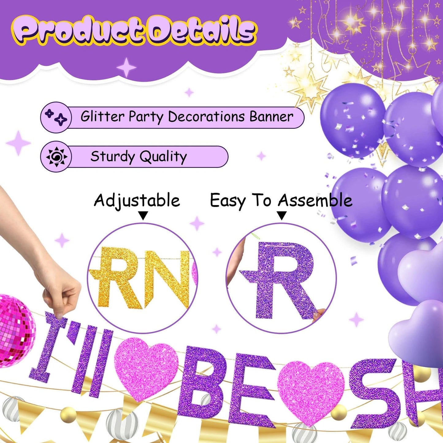 AFZMON Kpop Birthday Party Decorations Set — 2 Glitter Tablecloths + DIY Banner