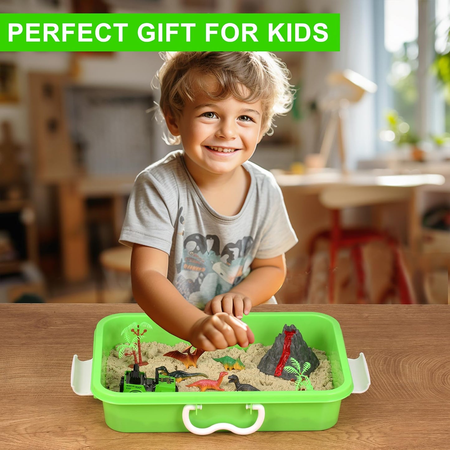 AGENTLAN Dinosaur Sensory Bin — Dino Dig Sand Toys for Toddlers & Kids (Age 3-8)