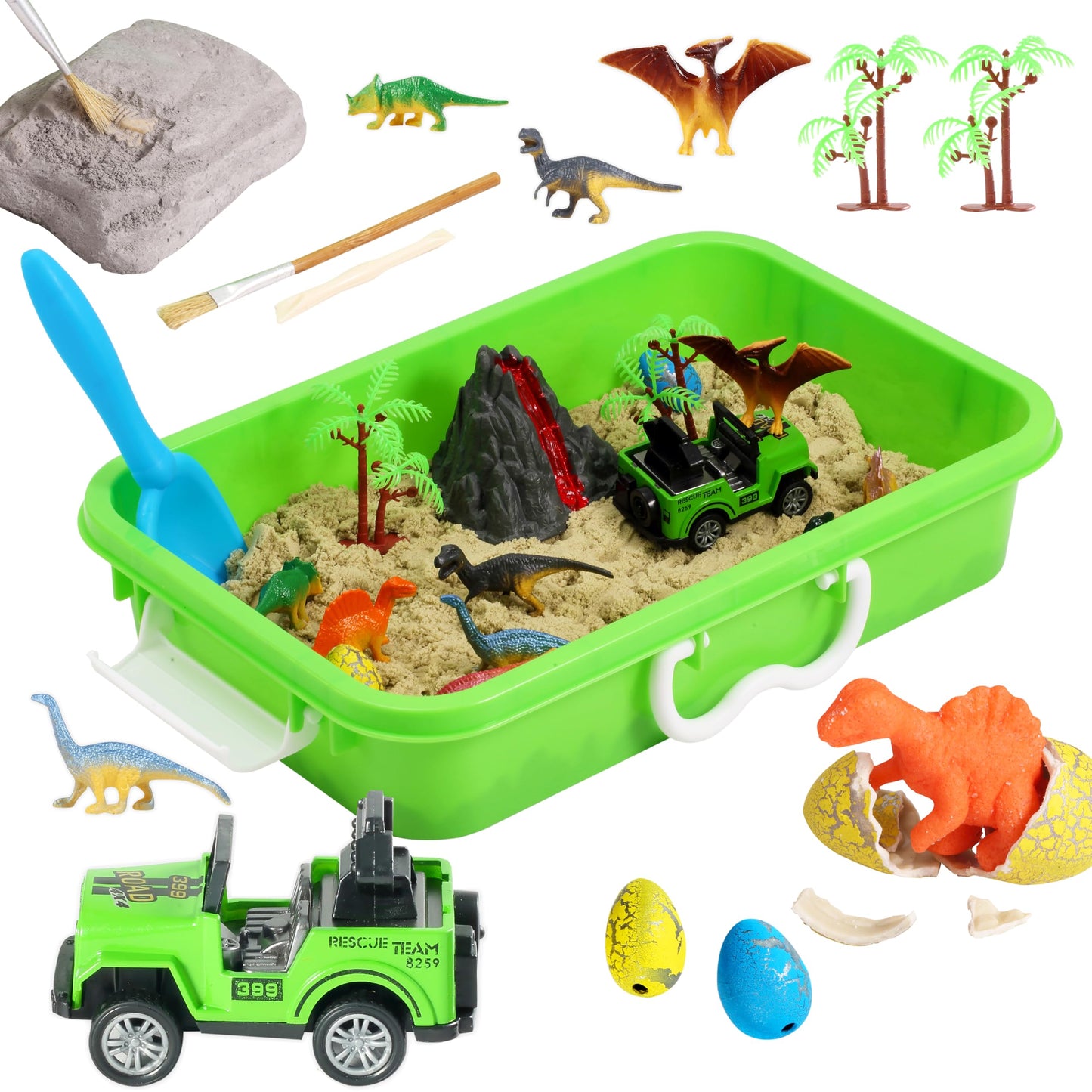 AGENTLAN Dinosaur Sensory Bin — Dino Dig Sand Toys for Toddlers & Kids (Age 3-8)