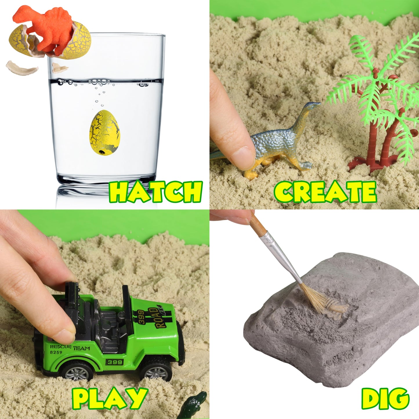 AGENTLAN Dinosaur Sensory Bin — Dino Dig Sand Toys for Toddlers & Kids (Age 3-8)