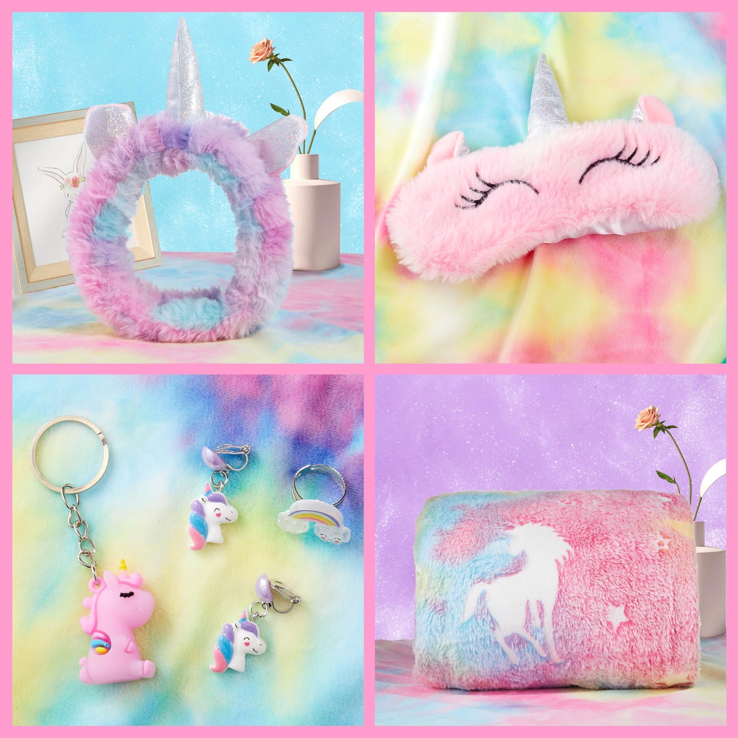 AGENTLAN Unicorn Glow Blanket Gift Set for Girls – Night Light Kit & Plush Accessories