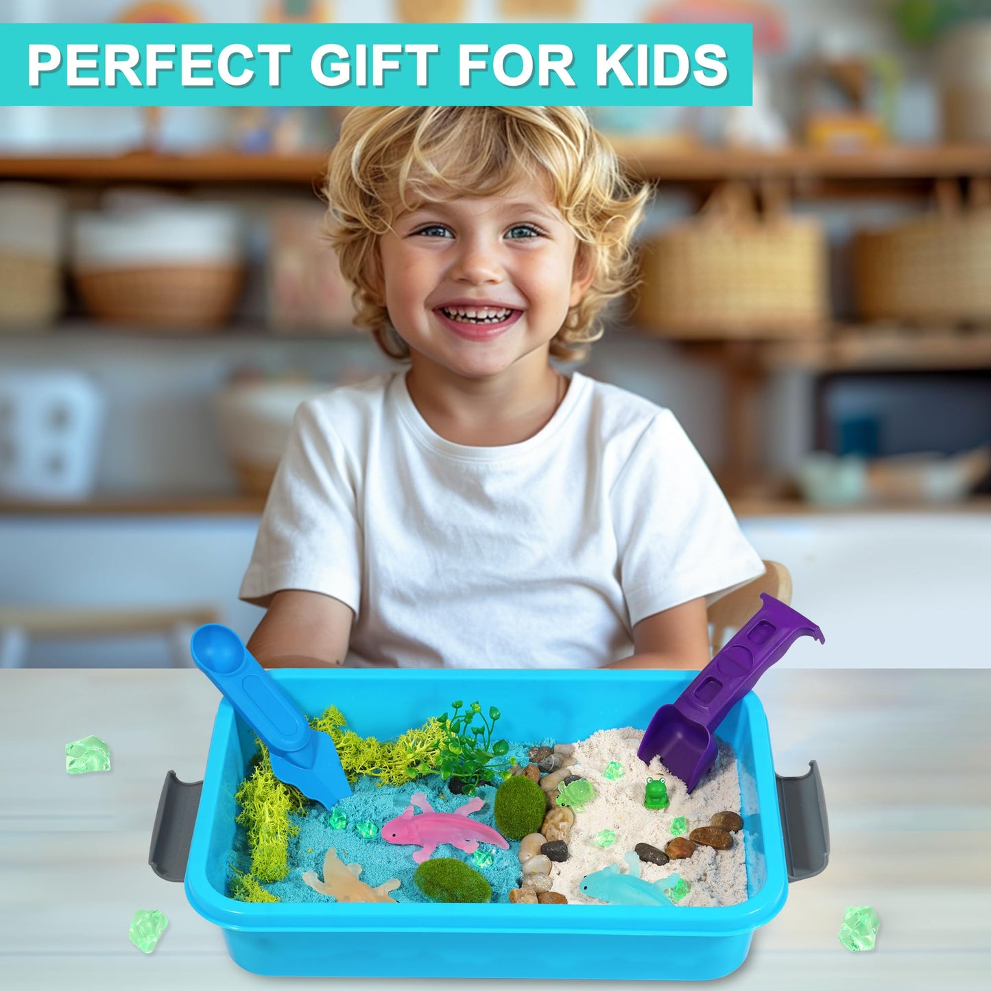 AGENTLAN Axolotl Sensory Bin — Sensory Sand Kit for Toddlers (Ages 3–8)