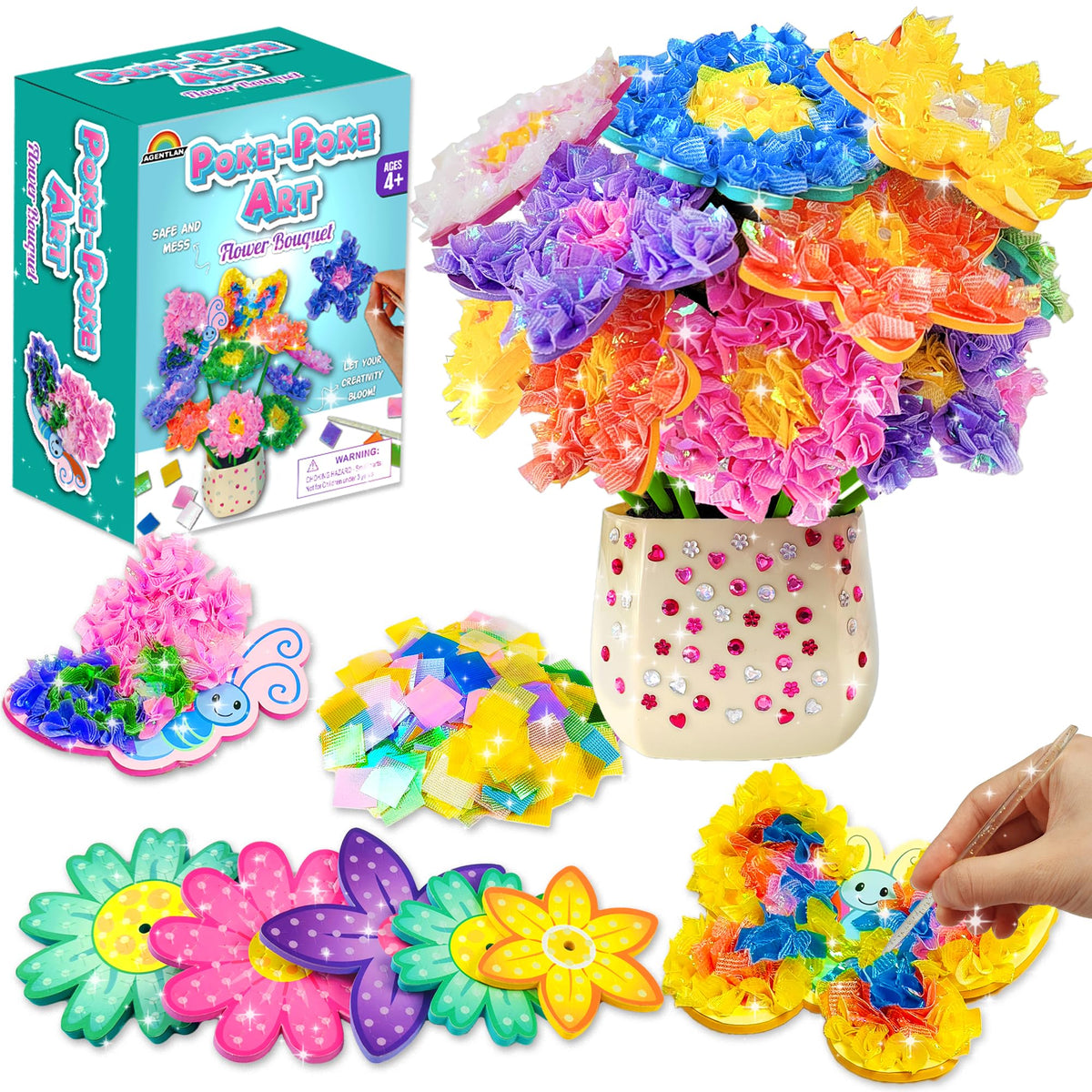 AGENTLAN Poke Fun Flower Bouquet Kit – Creative Kids Art & DIY Flowers