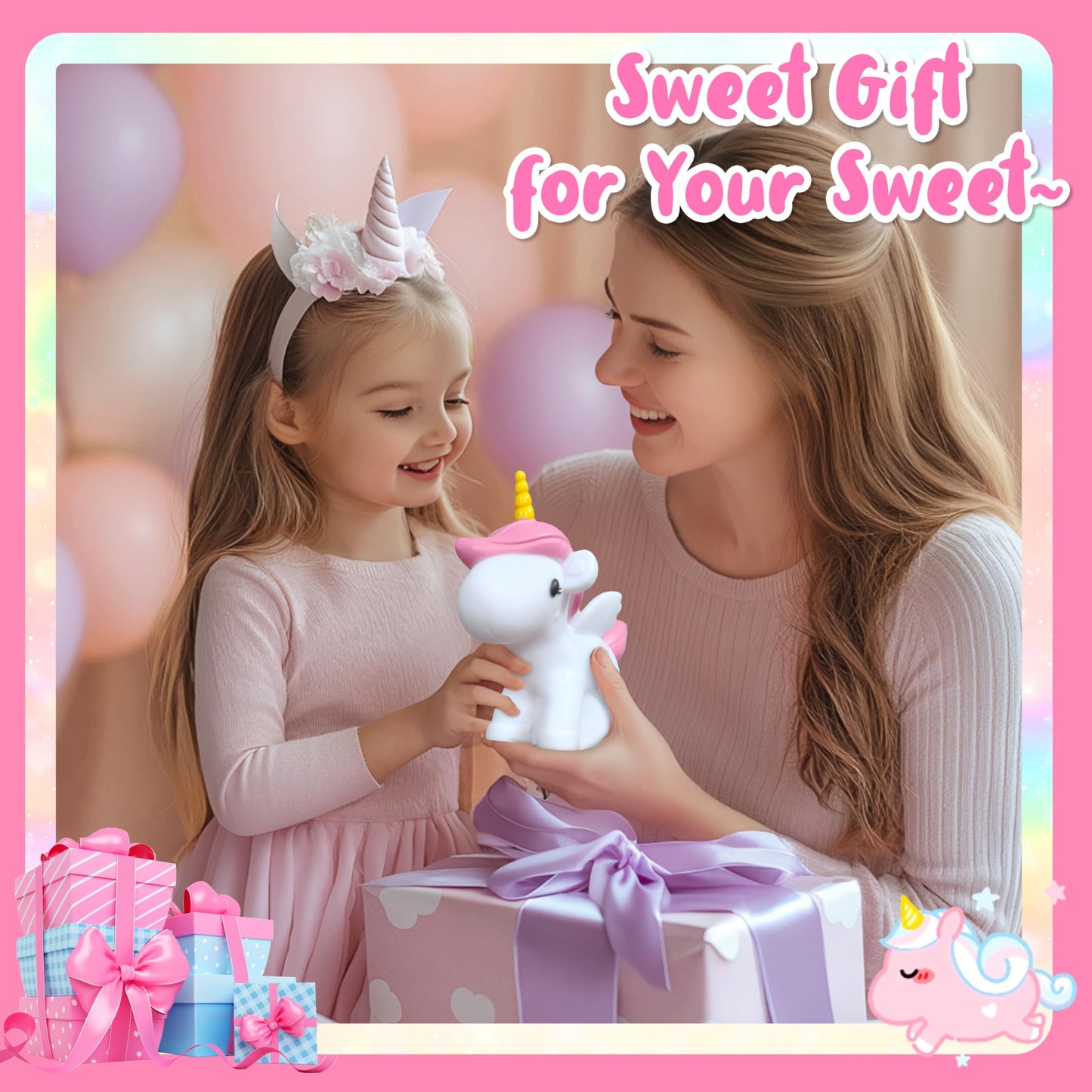 AGENTLAN Unicorn Glow Blanket Gift Set for Girls – Night Light Kit & Plush Accessories