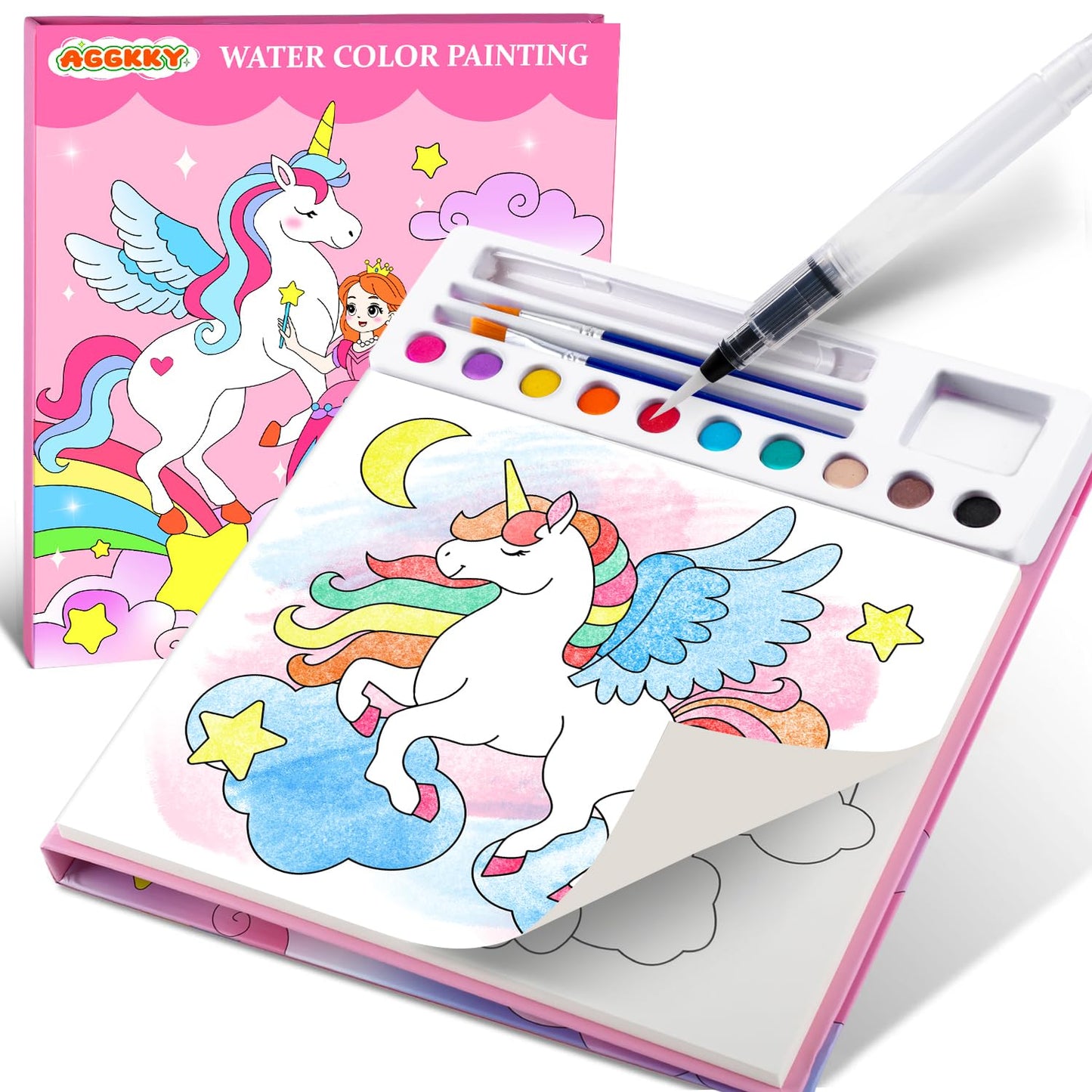 AGGKKY Paint with Water Coloring Books for Kids (Ages 3+) - Mess-Free, Travel-Friendly Art Set