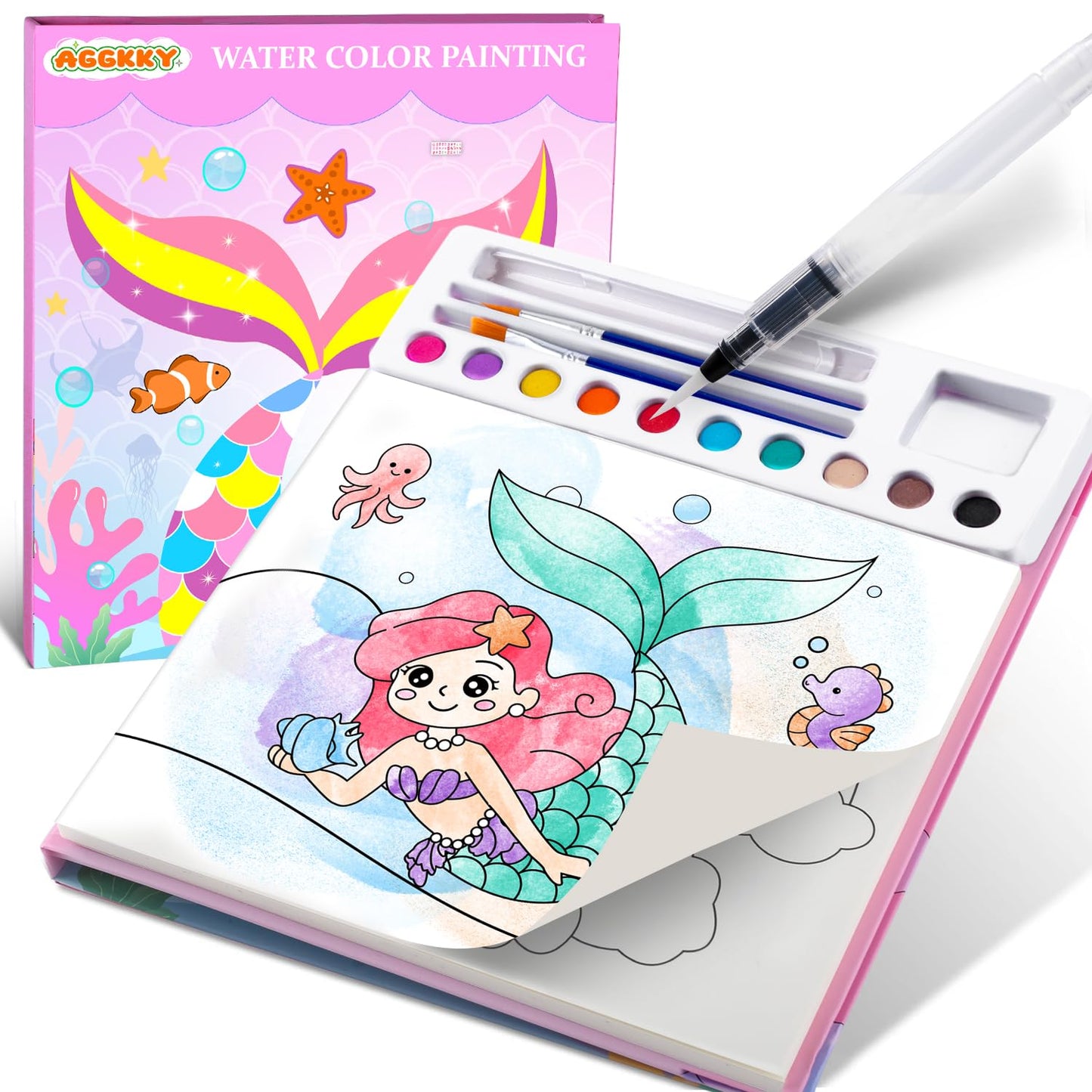 AGGKKY Paint with Water Coloring Books for Kids – Mess-Free Watercolor Set for Toddlers 3+