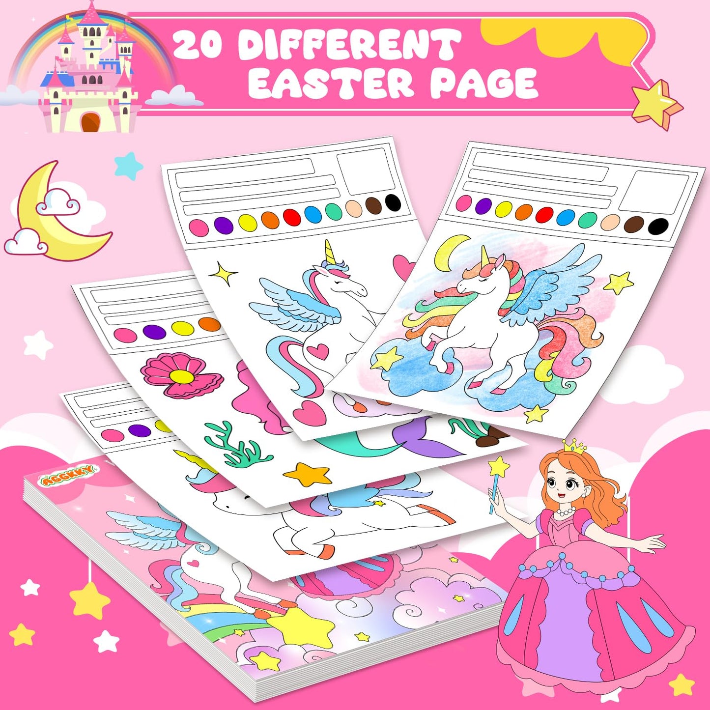 AGGKKY Paint with Water Coloring Books for Kids (Ages 3+) - Mess-Free, Travel-Friendly Art Set