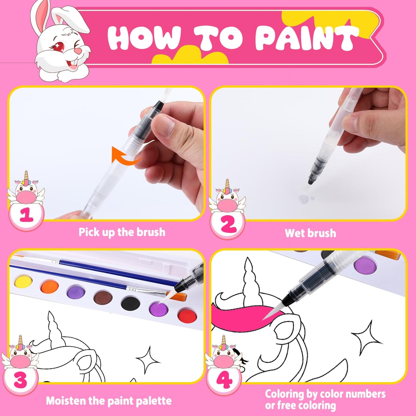 AGGKKY Paint with Water Coloring Books for Kids (Ages 3+) - Mess-Free, Travel-Friendly Art Set