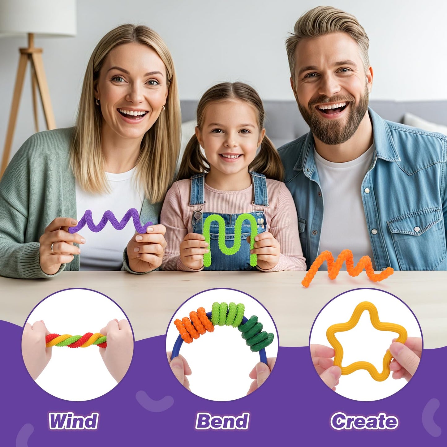 AGIFTMIND Sensory Sticks – 8-Pack Silicone Textured Fidget Toys for Focus, Travel, and Creative Play