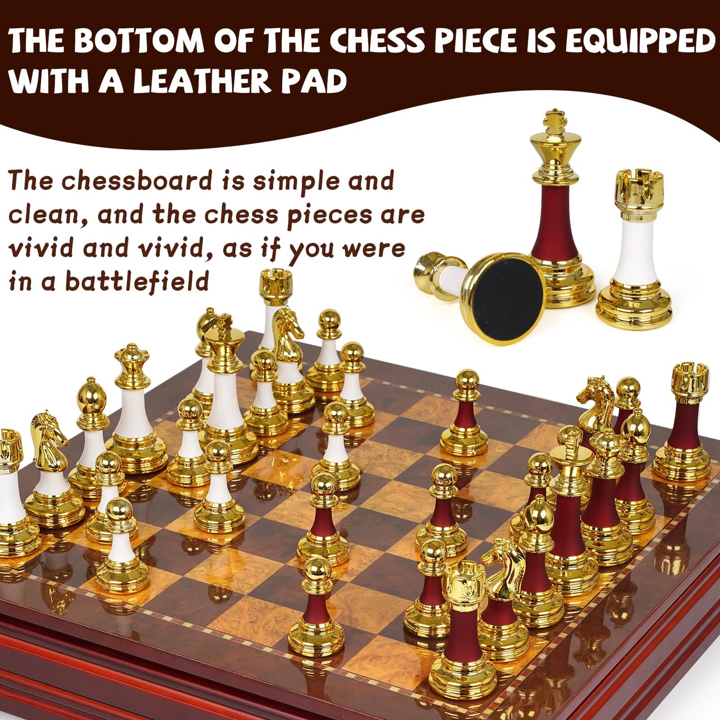 Agirlgle 15-Inch Large Chess Set – Weighted Zinc Alloy Pieces on Wooden Board