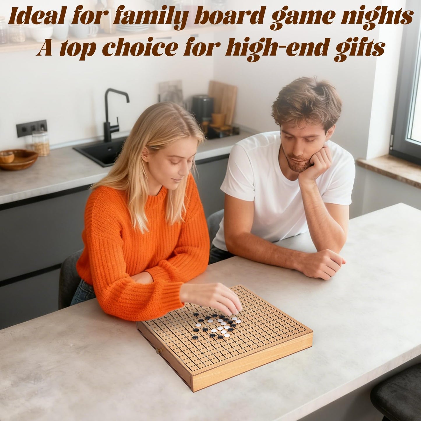 Agirlgle 12-Inch Wooden Go Board Set with Pull-Out Drawers | Premium Weiqi Board for Beginners to Pros