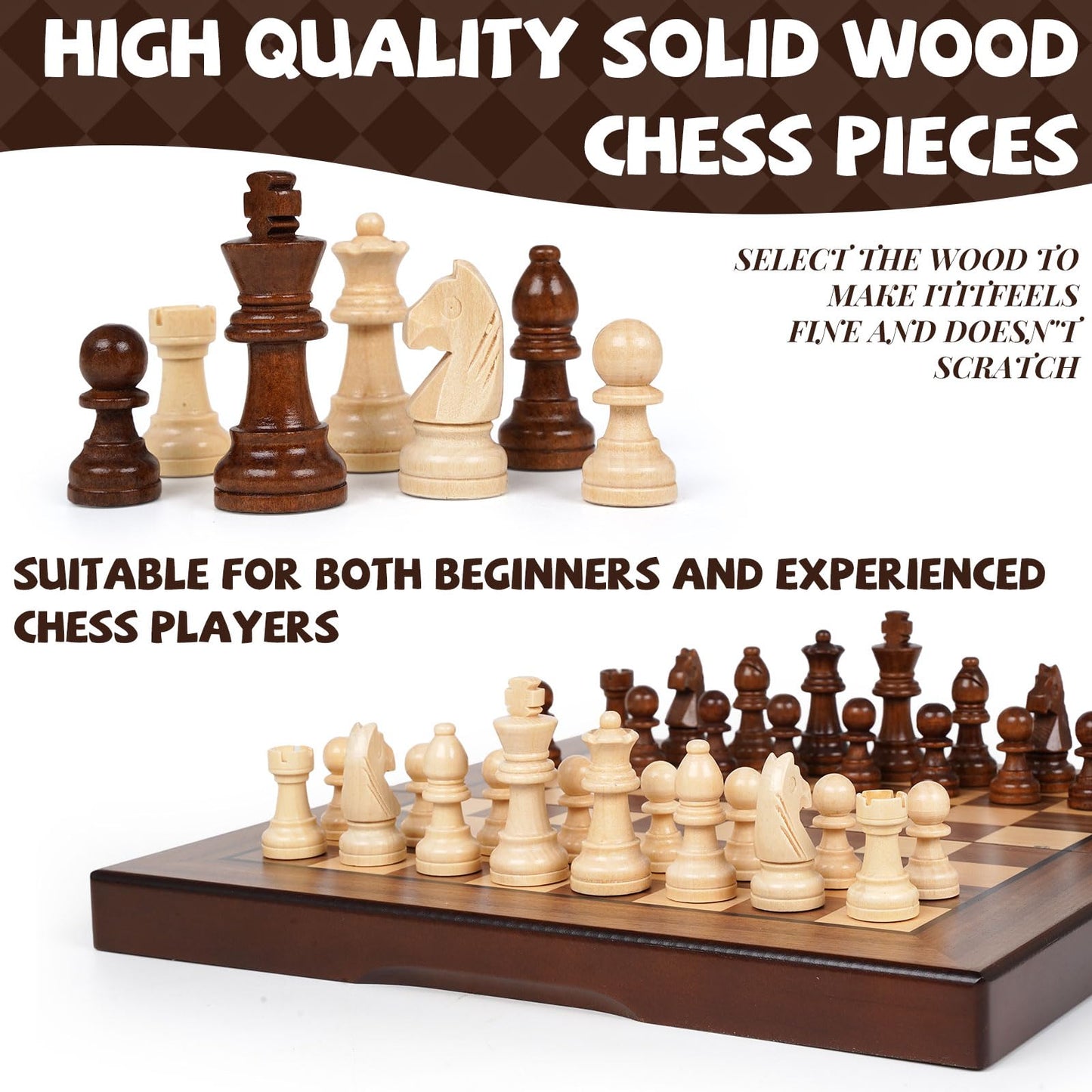Agirlgle 2-in-1 Magnetic Chess & Checkers Board — 12-Inch Folding Travel Set
