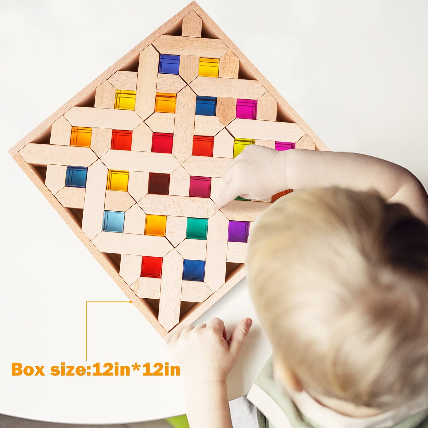 Agirlgle Wooden Rainbow Blocks – Montessori Rainbow Stacker Toy (80 Pcs)