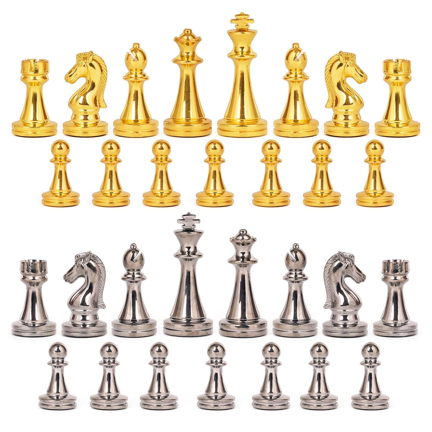 Agirlgle Metal Chess Set with Marbling Board, Travel Chess with Extra Queens – Zinc Alloy Pieces