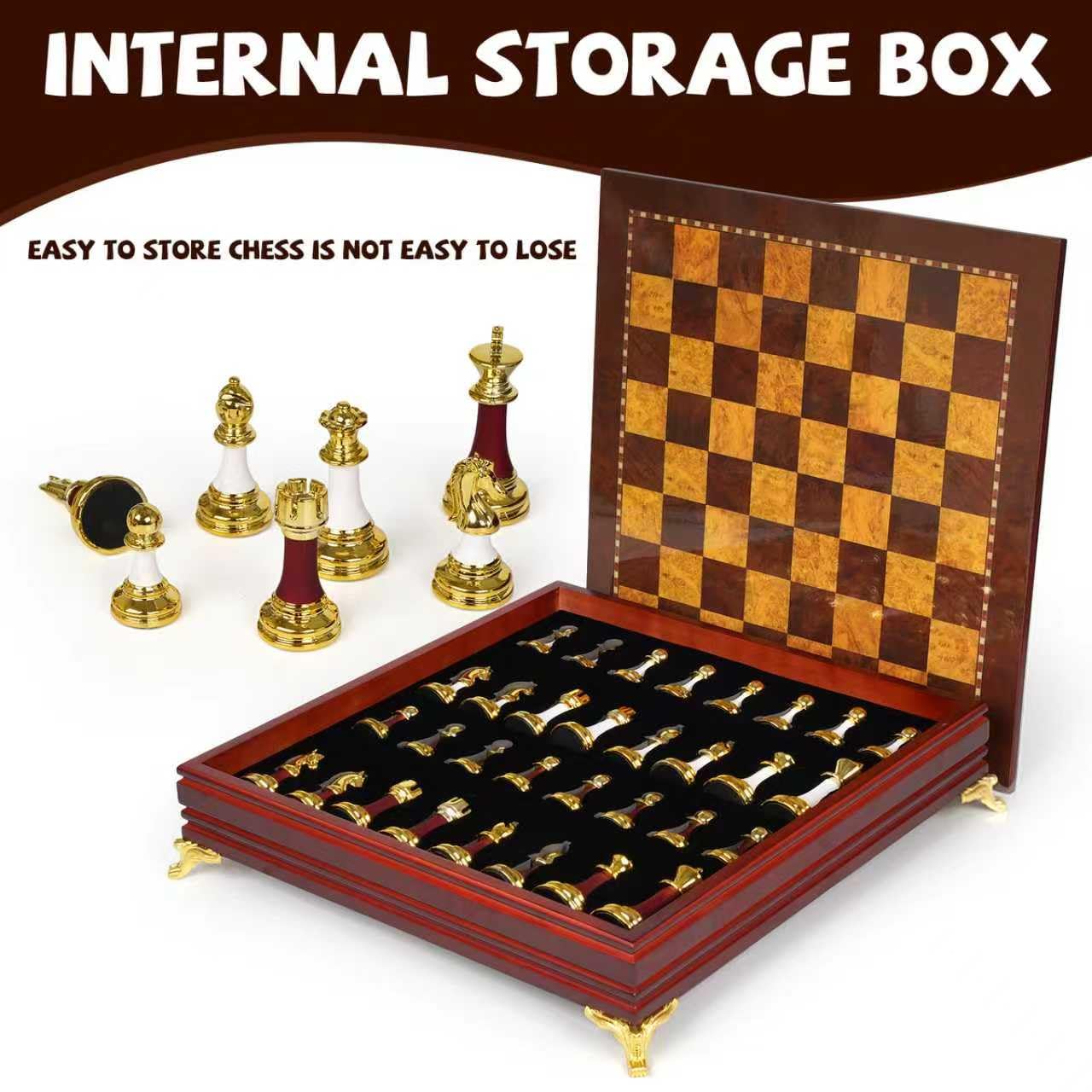 Agirlgle 15-Inch Large Chess Set – Weighted Zinc Alloy Pieces on Wooden Board