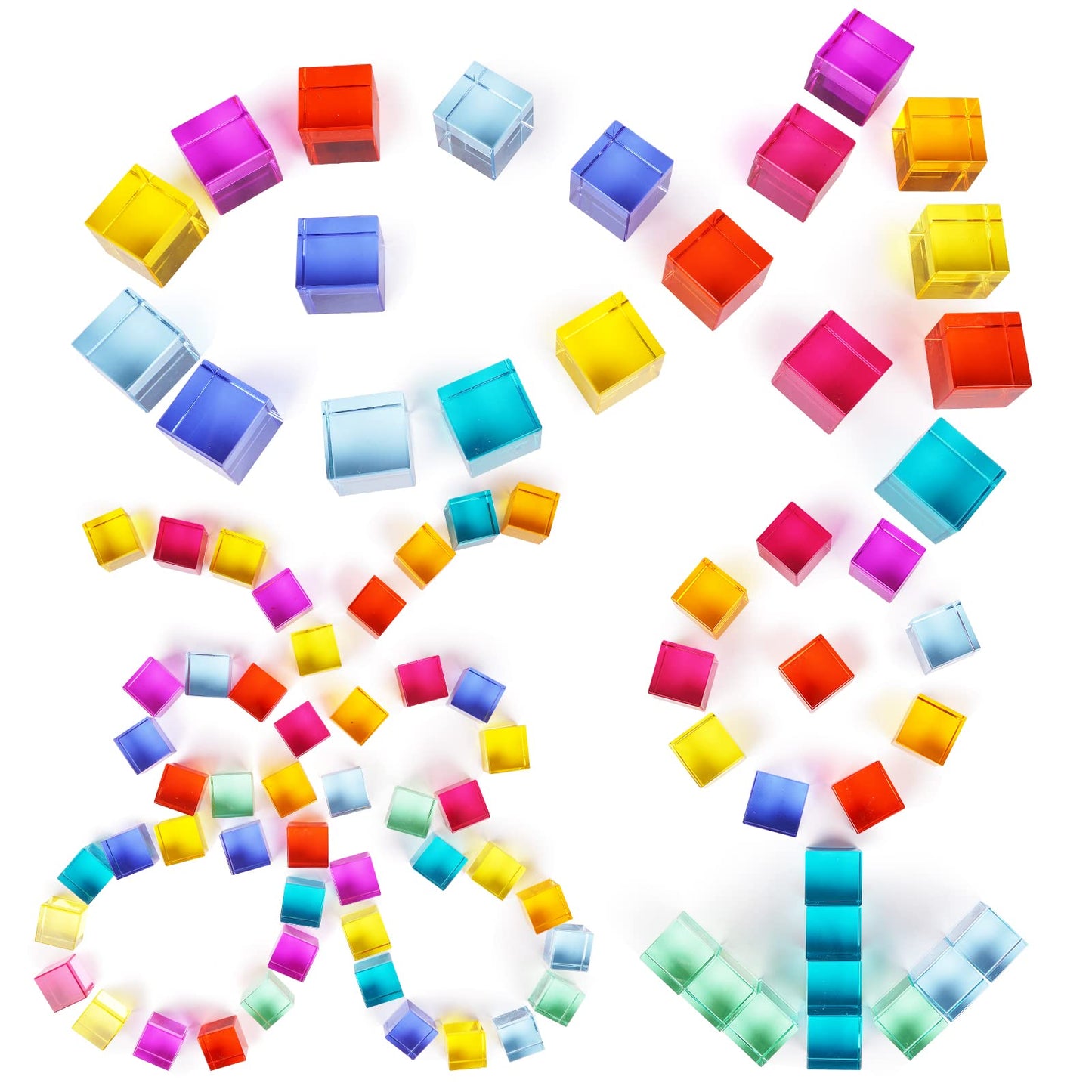 Agirlgle Wooden Rainbow Blocks – Montessori Rainbow Stacker Toy (80 Pcs)