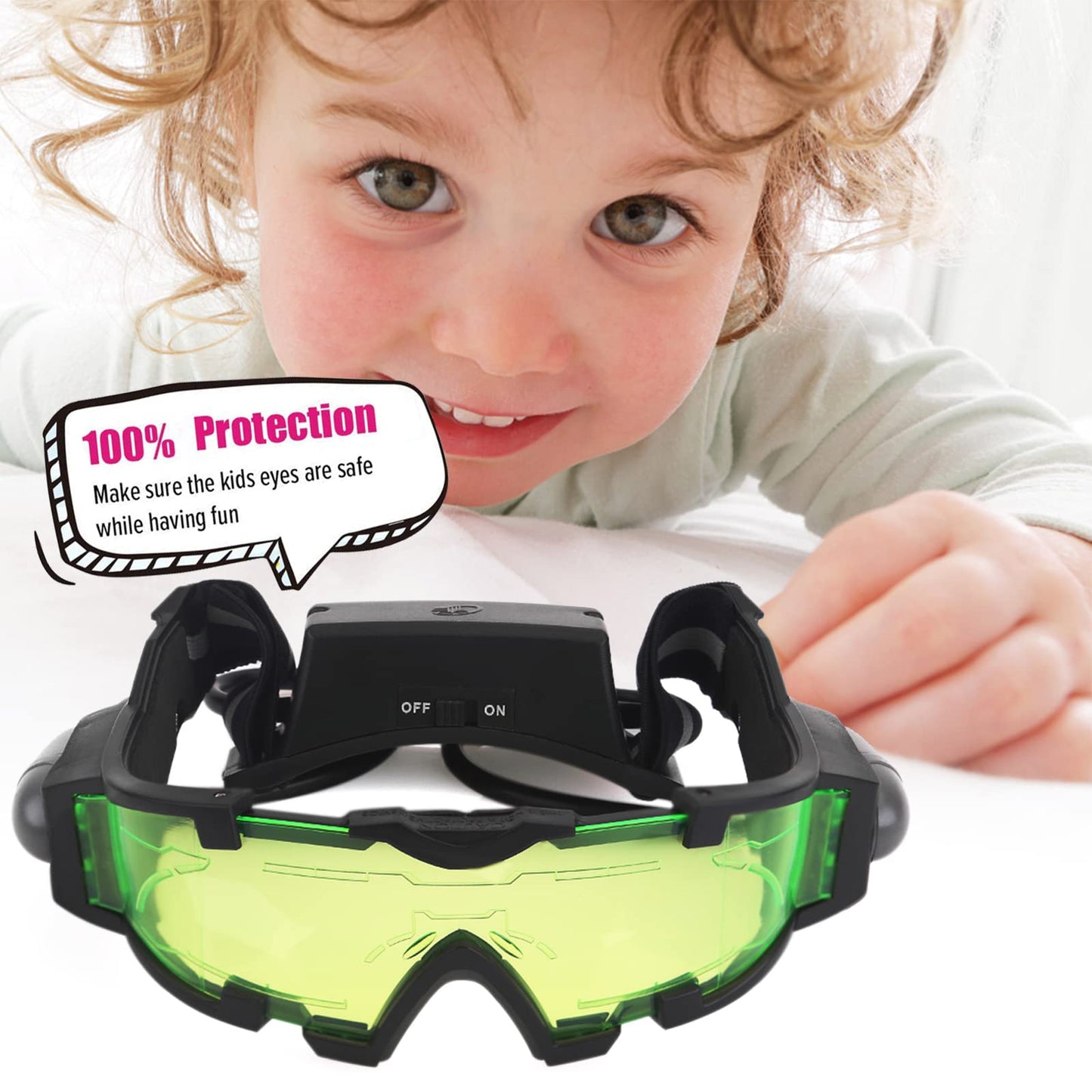 AGM Kids Night Vision Goggles – Adjustable Spy Gear with Flip-Out Lights