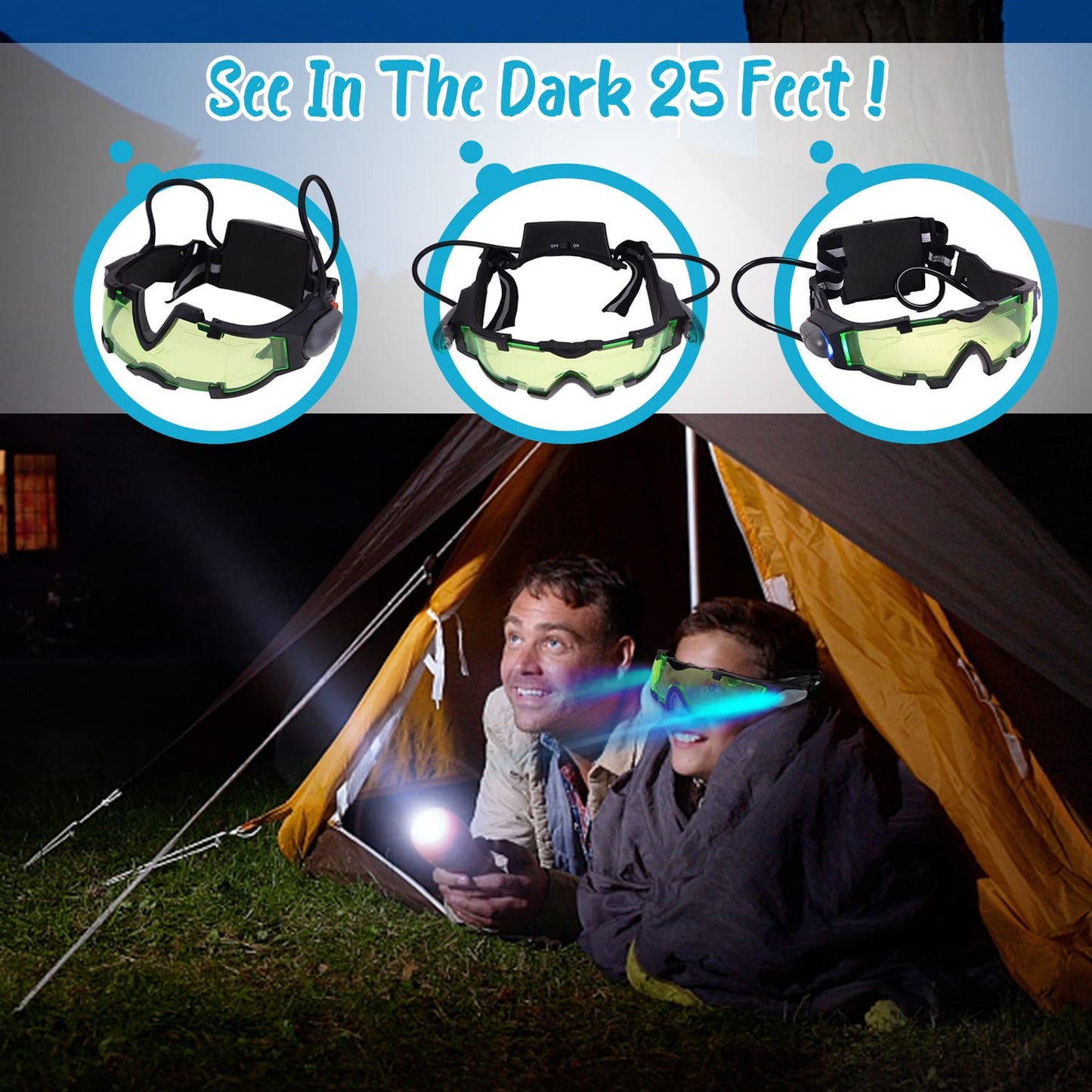 AGM Kids Night Vision Goggles – Adjustable Spy Gear with Flip-Out Lights