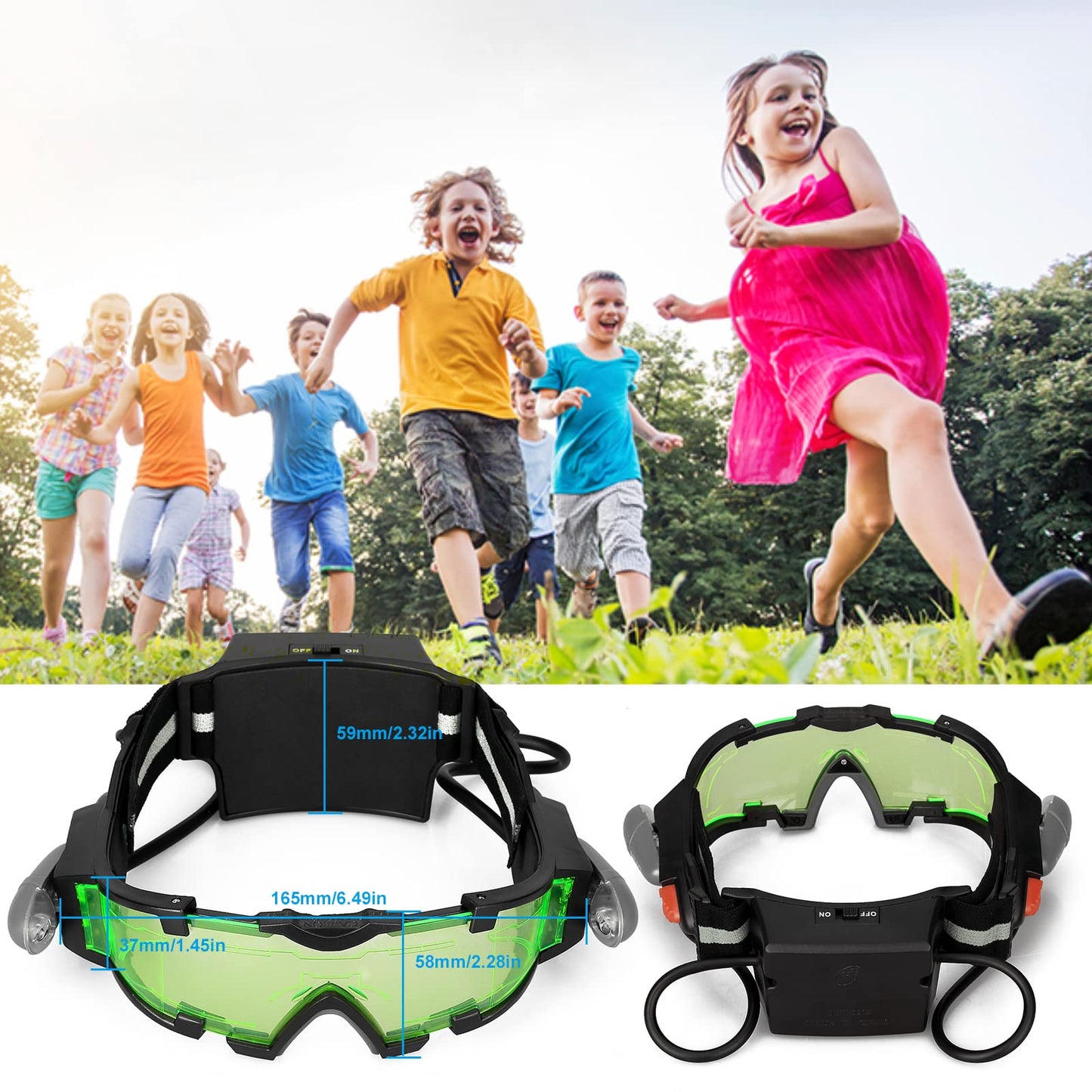 AGM Kids Night Vision Goggles – Adjustable Spy Gear with Flip-Out Lights