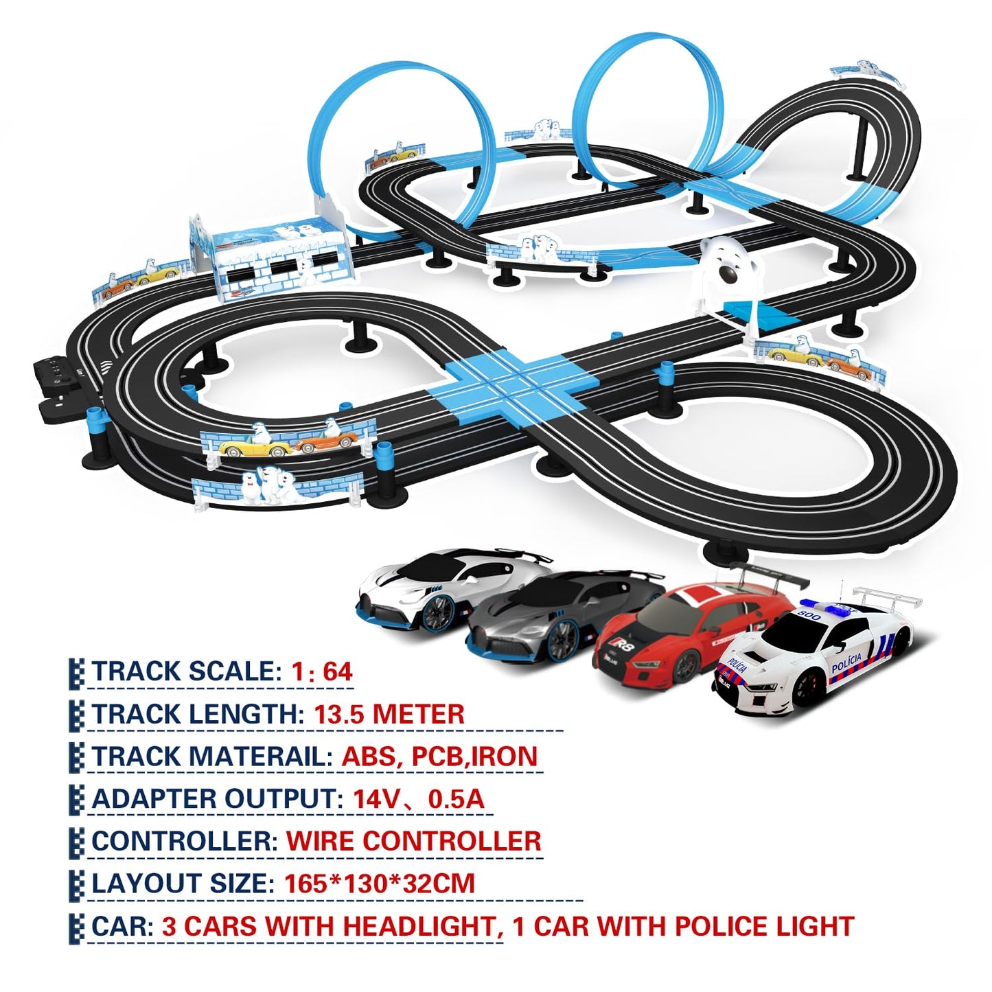 AGM MASTECH High Speed Series Tram Dual Track Set – Licensed Slot Car Racing with 4 Vehicles & 2 Controllers