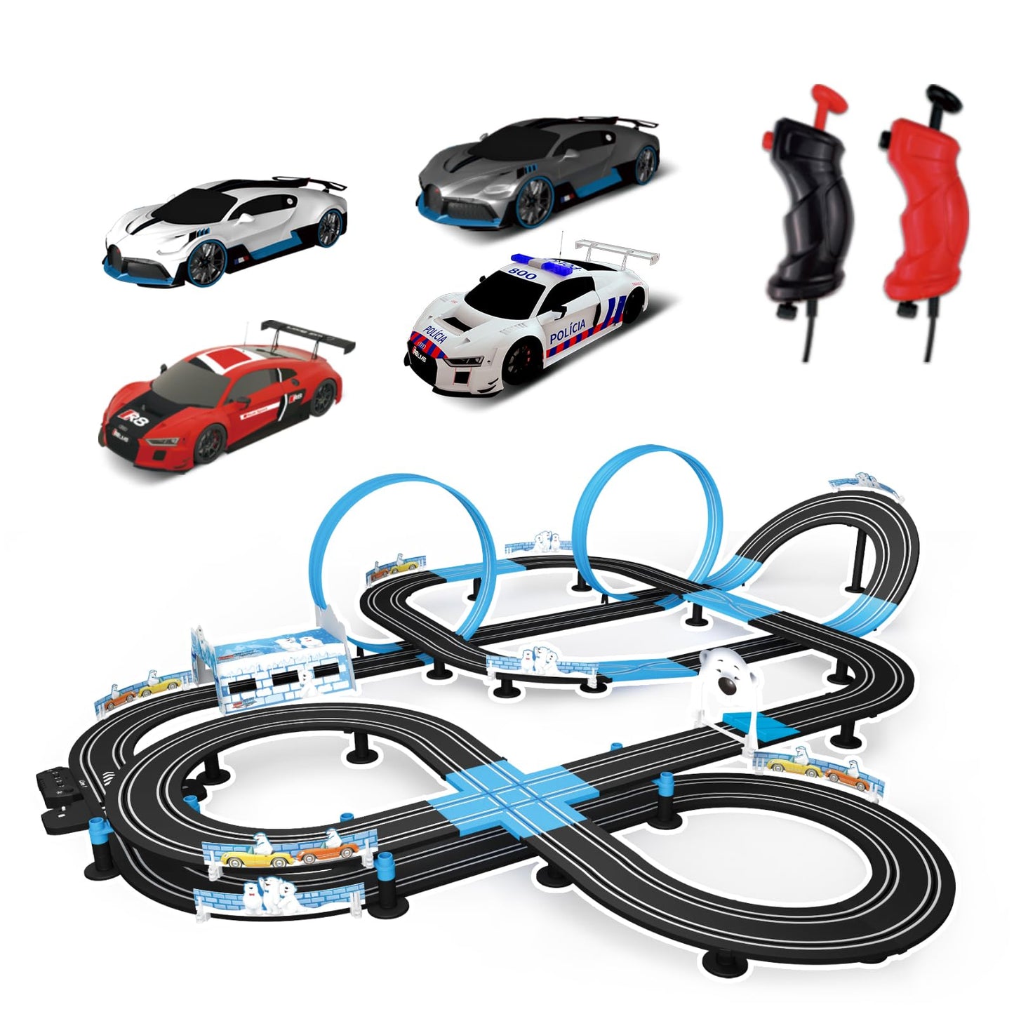 AGM MASTECH High Speed Series Tram Dual Track Set – Licensed Slot Car Racing with 4 Vehicles & 2 Controllers