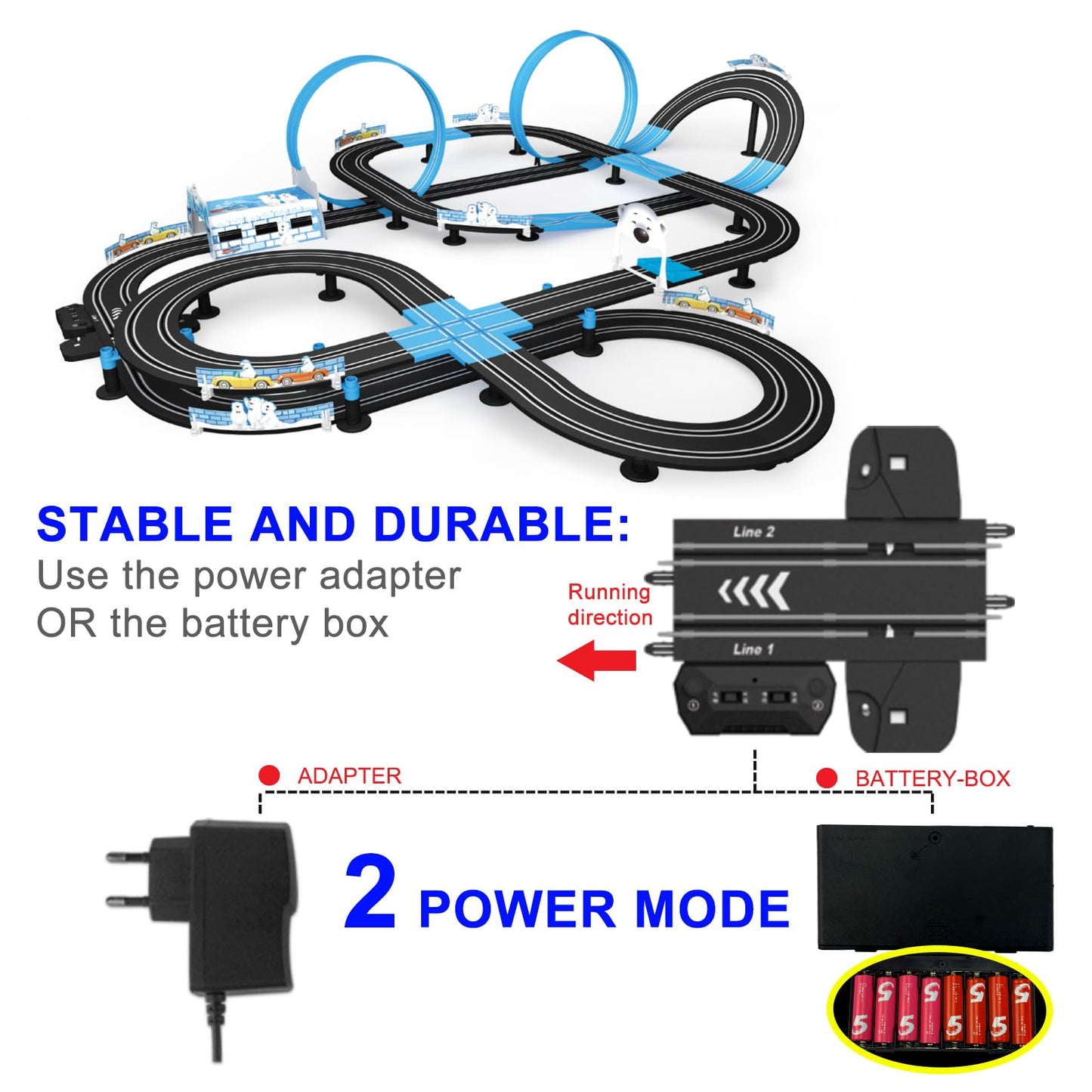 AGM MASTECH High Speed Series Tram Dual Track Set – Licensed Slot Car Racing with 4 Vehicles & 2 Controllers