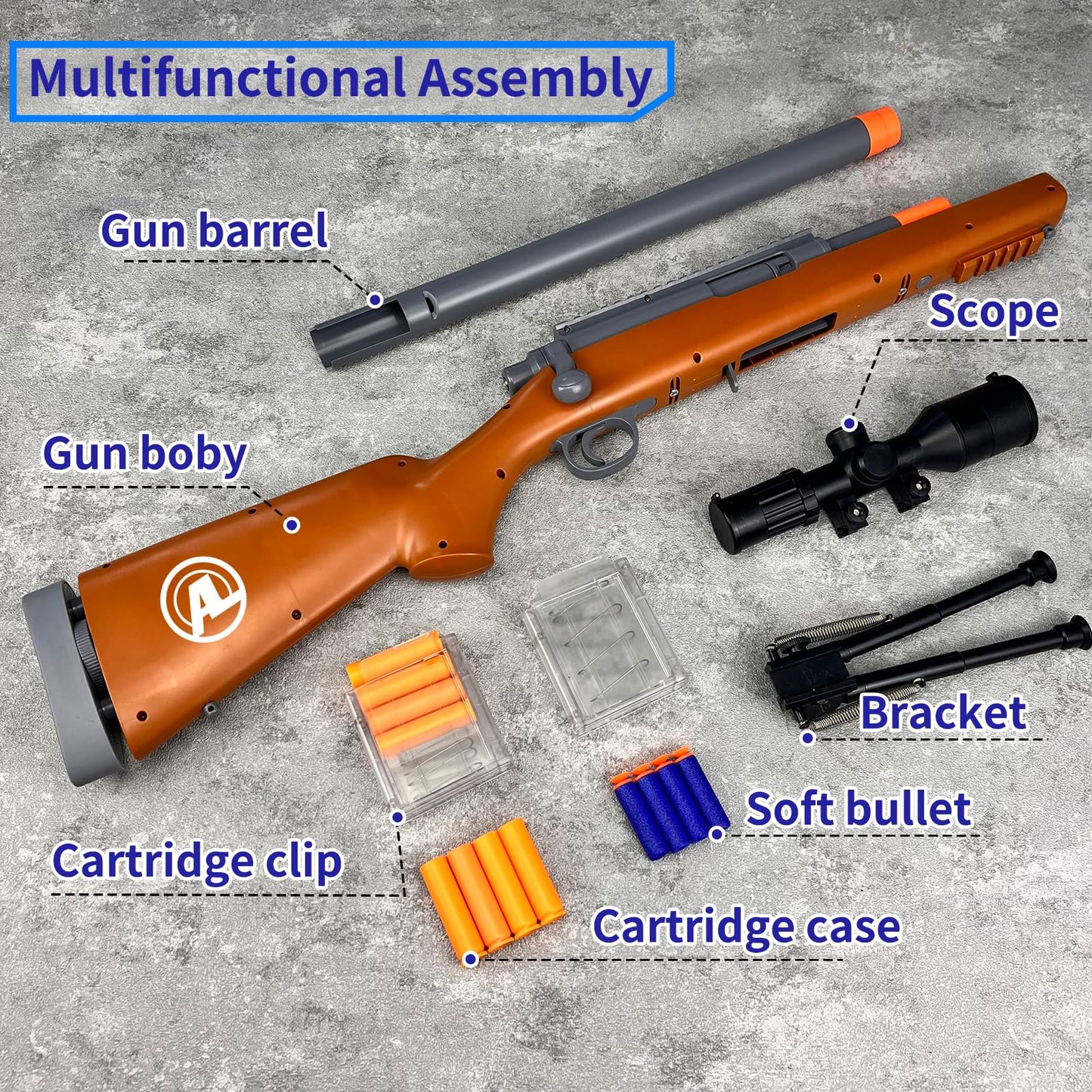 AGM MASTECH M24 Foam Blaster – Shell Ejecting, Safe Trigger, Adjustable Stock, 40 Darts & 2 Mags