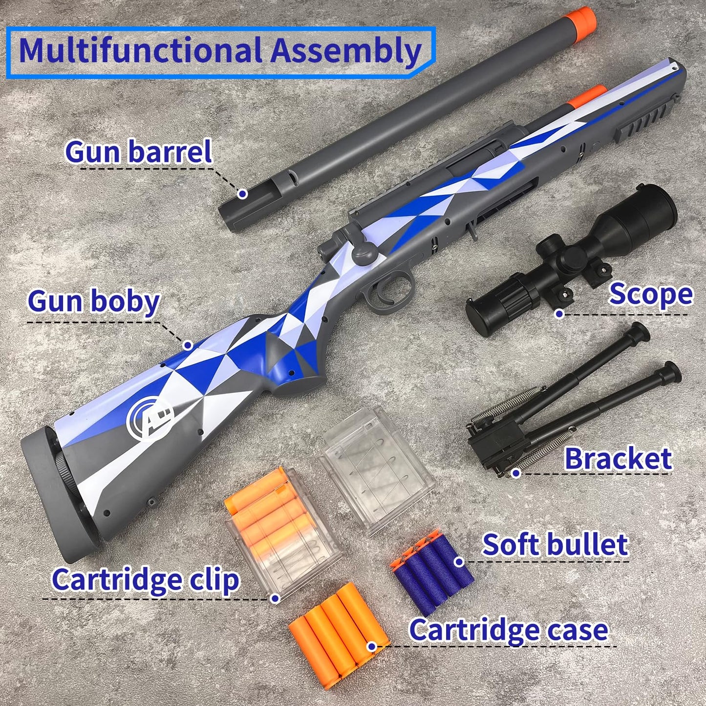 AGM MASTECH M24 Foam Blaster – Shell Ejecting, Safety Switch, Adjustable Stock, 40 Darts | Teens & Adults Tactical Gear