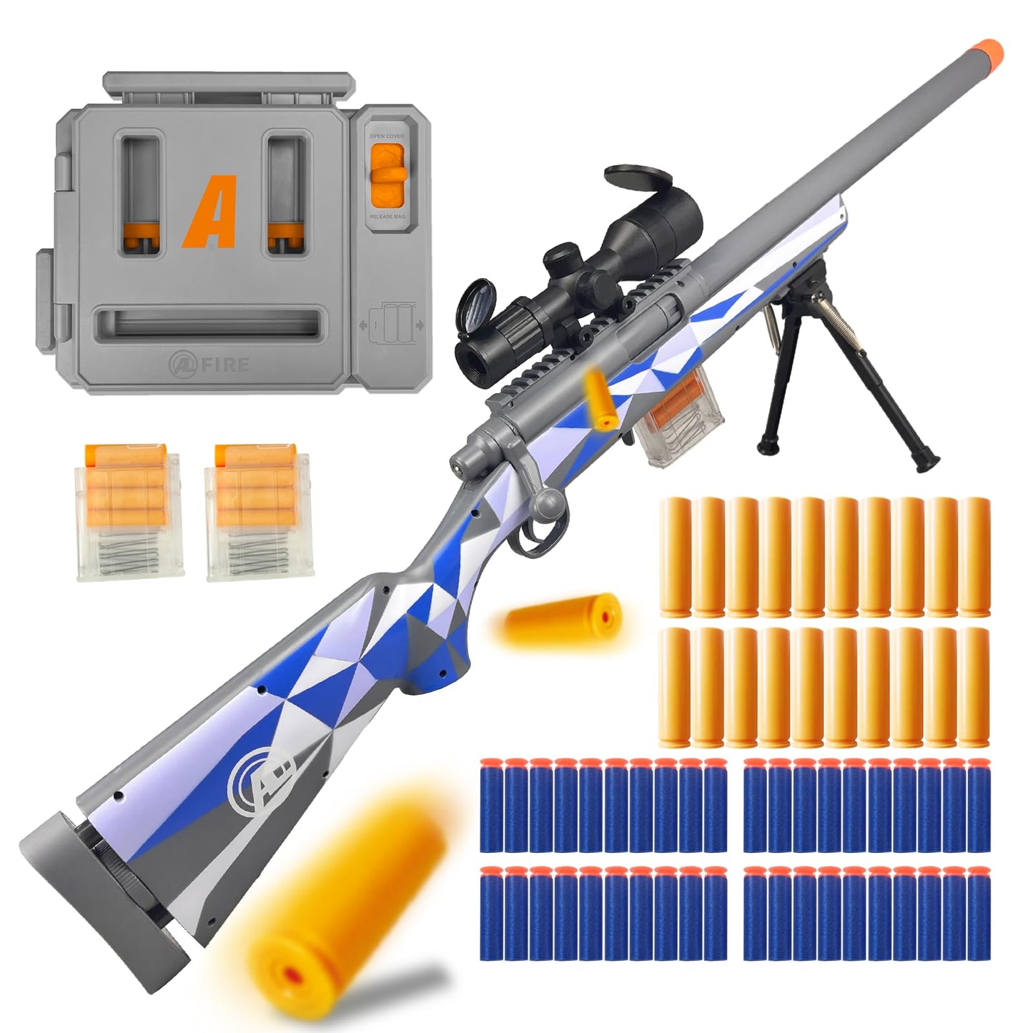 AGM MASTECH M24 Foam Blaster – Shell Ejecting, Safety Switch, Adjustable Stock, 40 Darts | Teens & Adults Tactical Gear