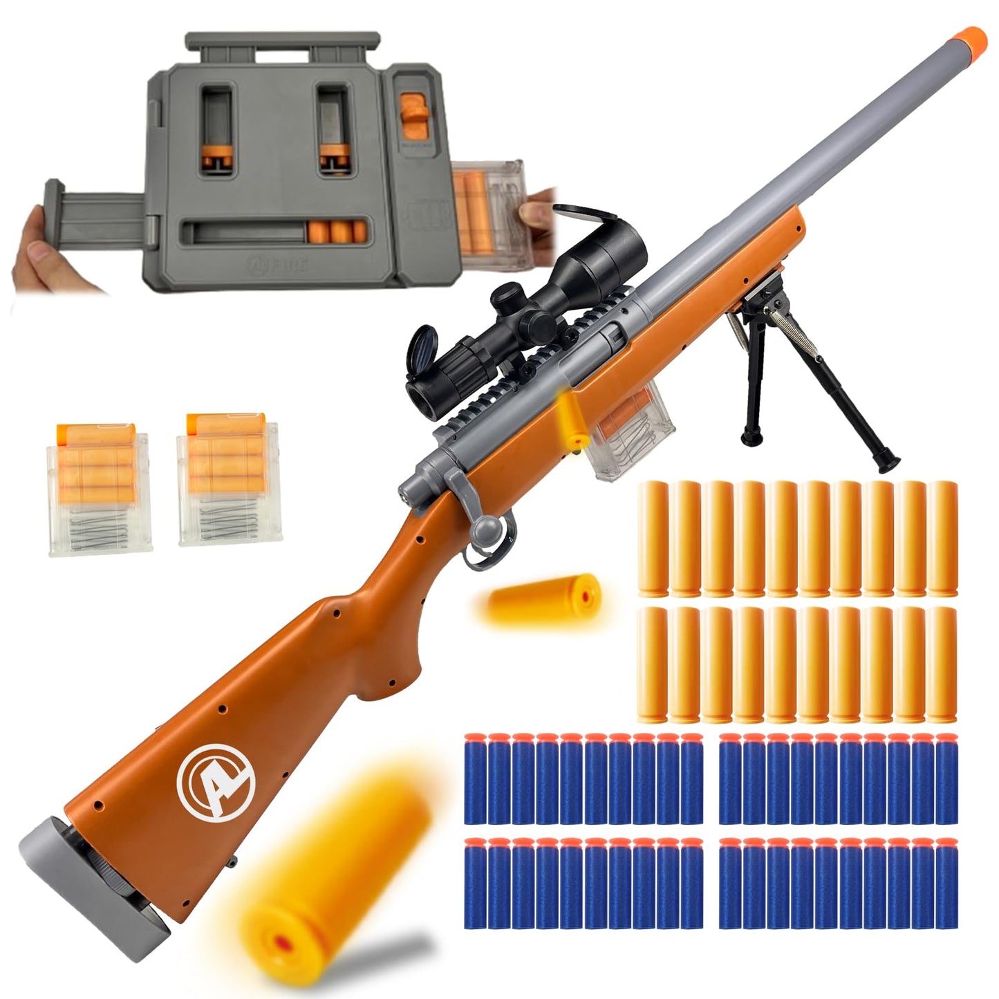 AGM MASTECH M24 Foam Blaster – Shell Ejecting, Safe Trigger, Adjustable Stock, 40 Darts & 2 Mags
