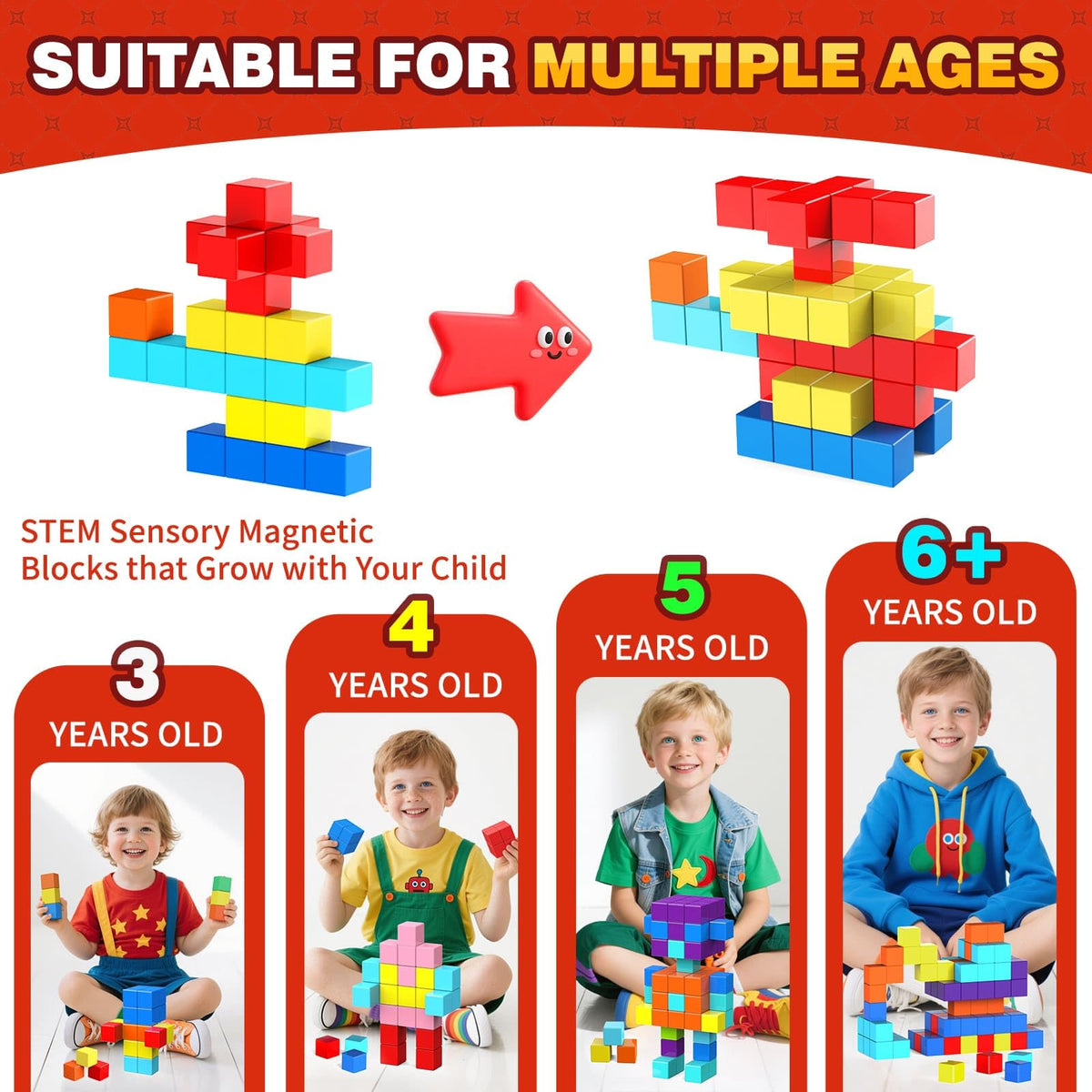 AGMJFN Magnetic Blocks 45pcs – STEM Toys for Ages 3-5 | Creative Learning