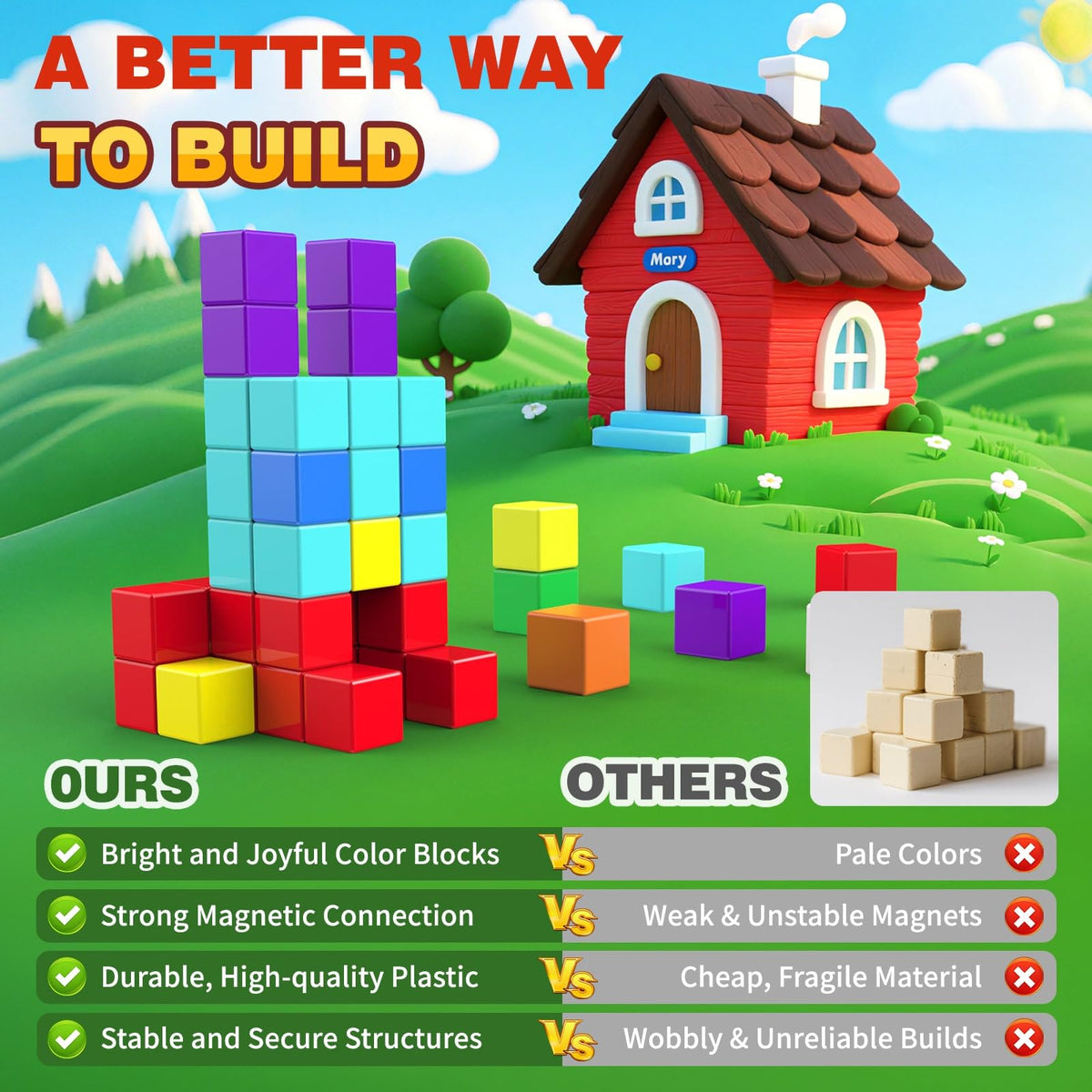 AGMJFN Magnetic Blocks 45pcs – STEM Toys for Ages 3-5 | Creative Learning