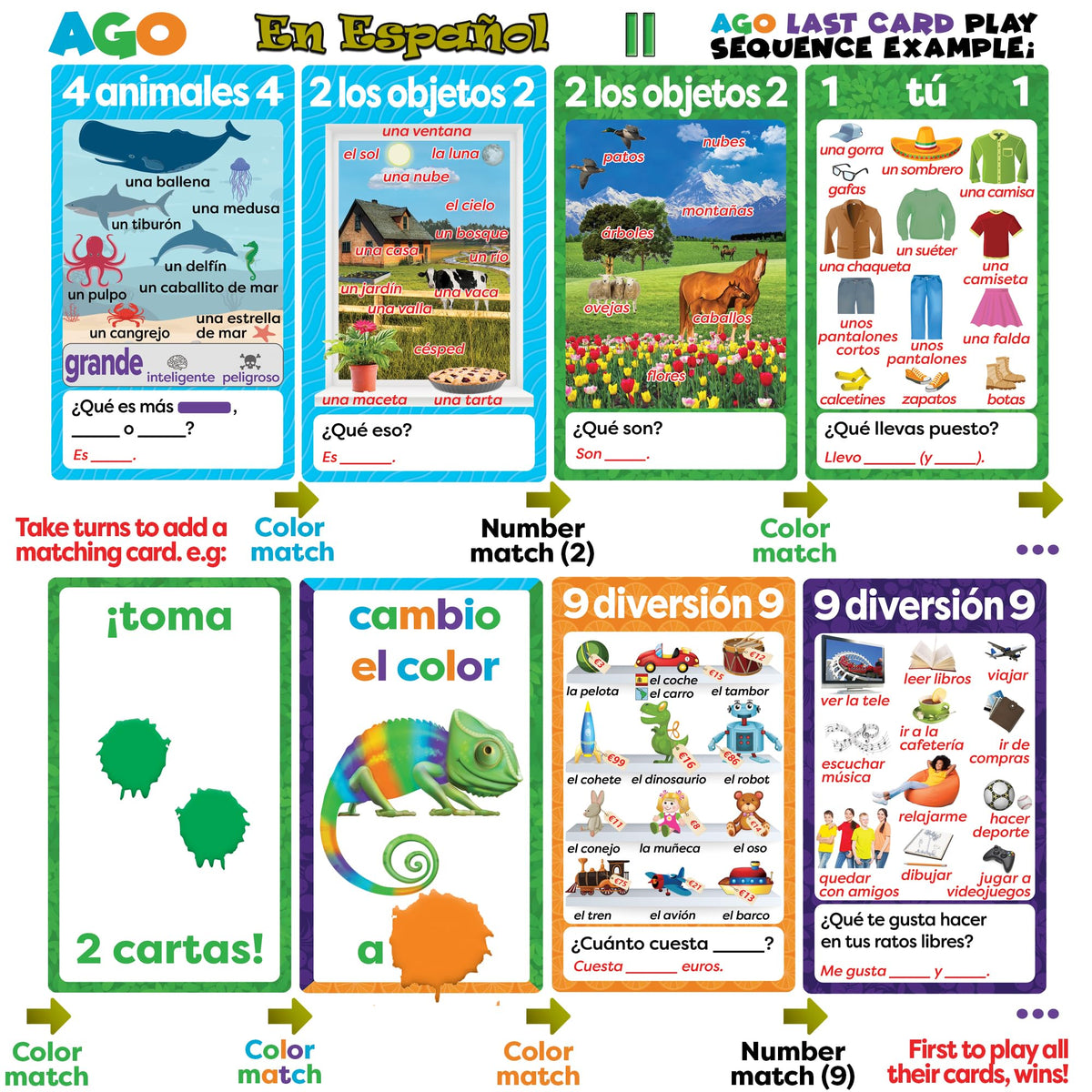 AGO En Español 2 Deluxe Card Game – Learn Spanish the Fun Way | Vocabulary & Conversation Skills
