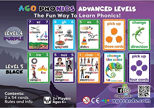 AGO Phonics Card Game - Advanced Set Levels 4 & 5 | Fun Phonics & Reading Practice