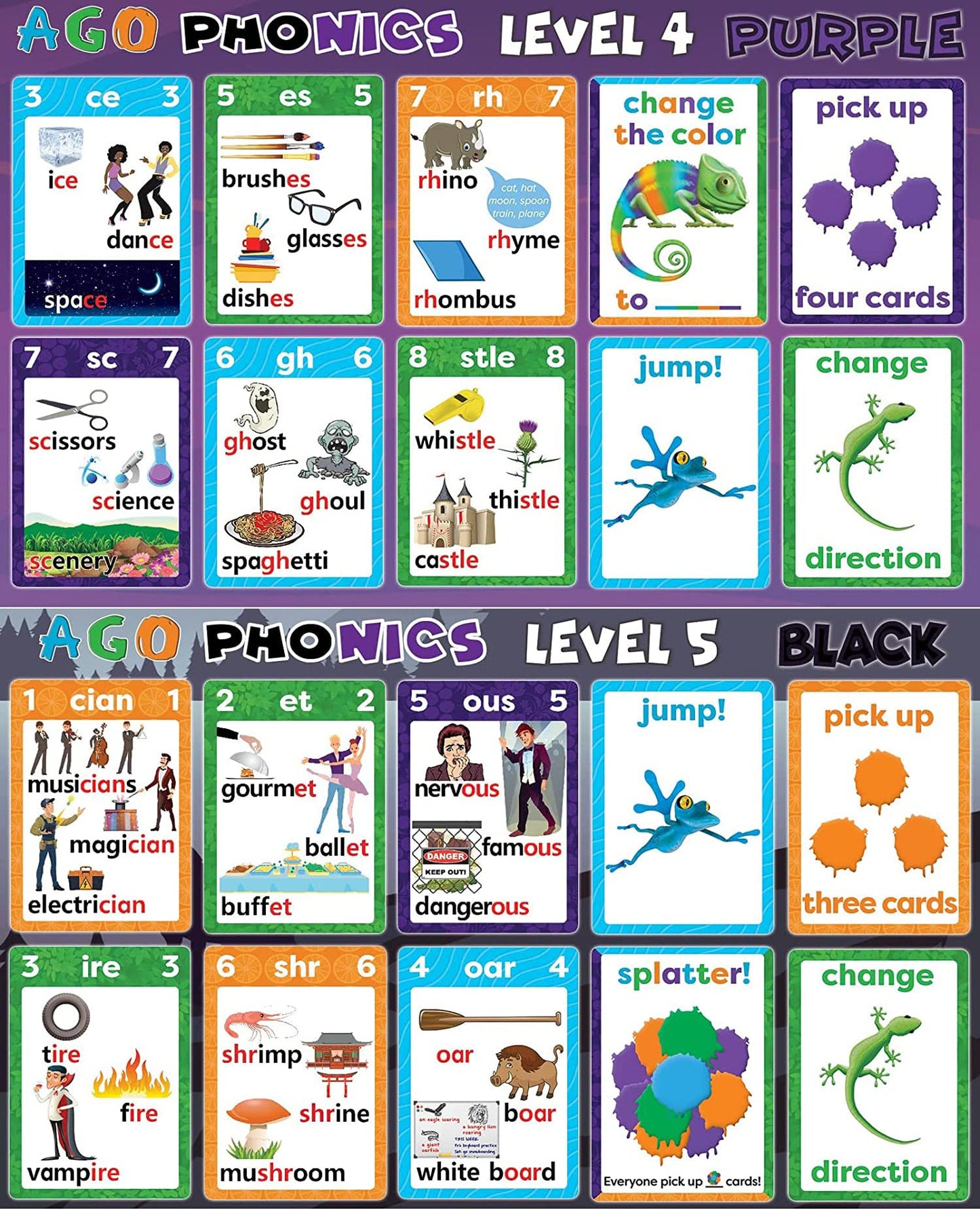 AGO Phonics Card Game - Advanced Set Levels 4 & 5 | Fun Phonics & Reading Practice